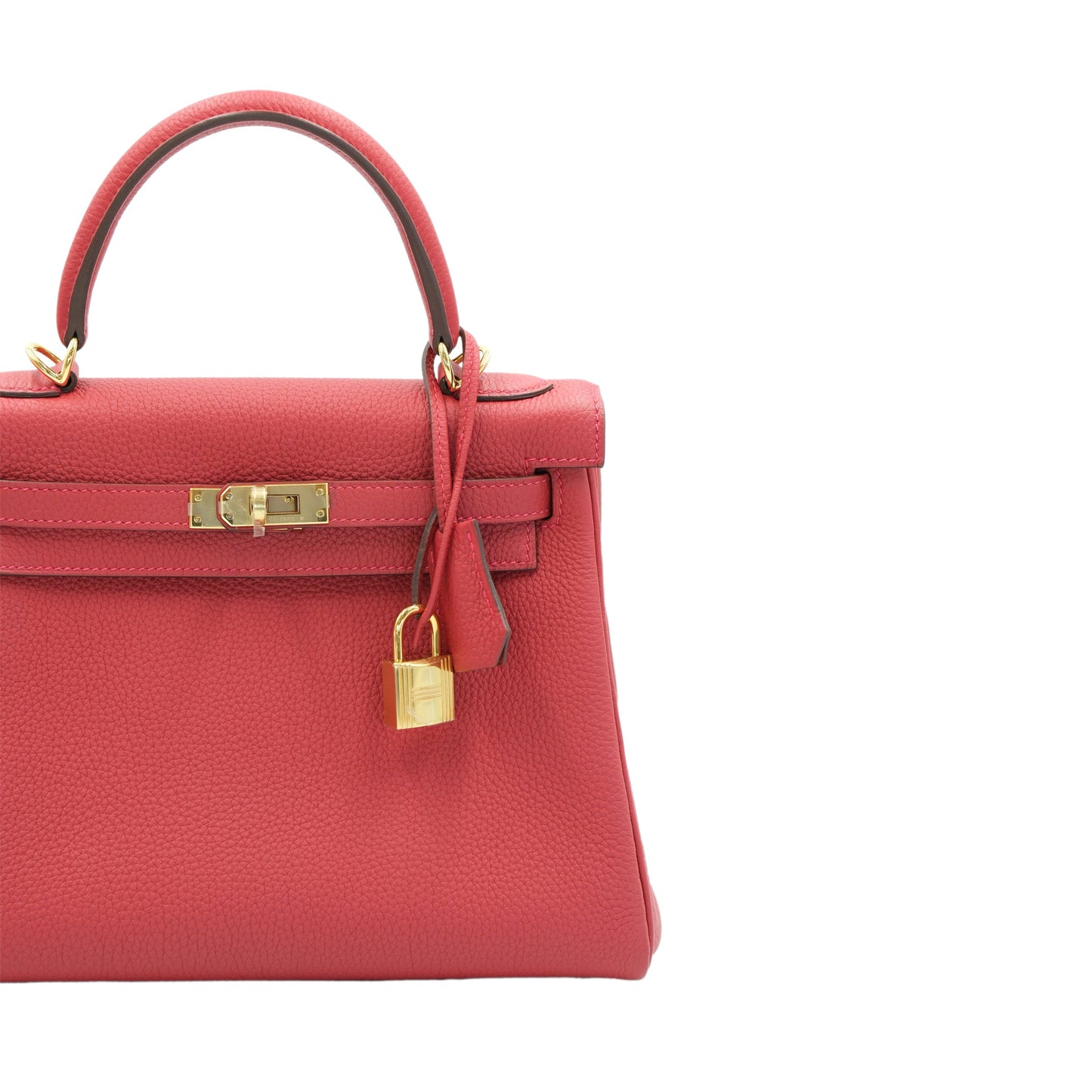 Hermes Kelly 25 Retourne Rouge Vif Togo with Gold Hardware