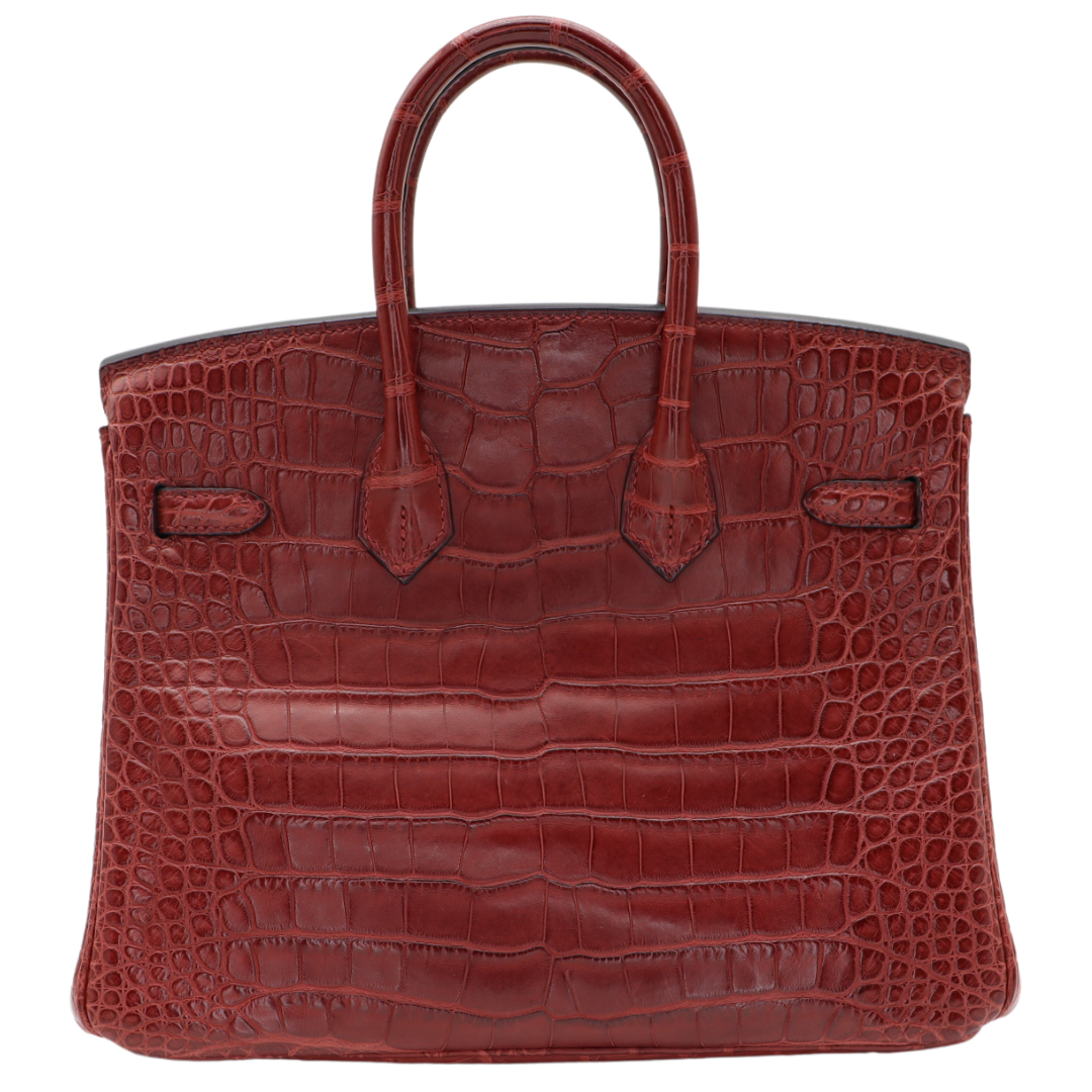 Hermès 25cm Birkin Bordeaux Matte Alligator Palladium Hardware