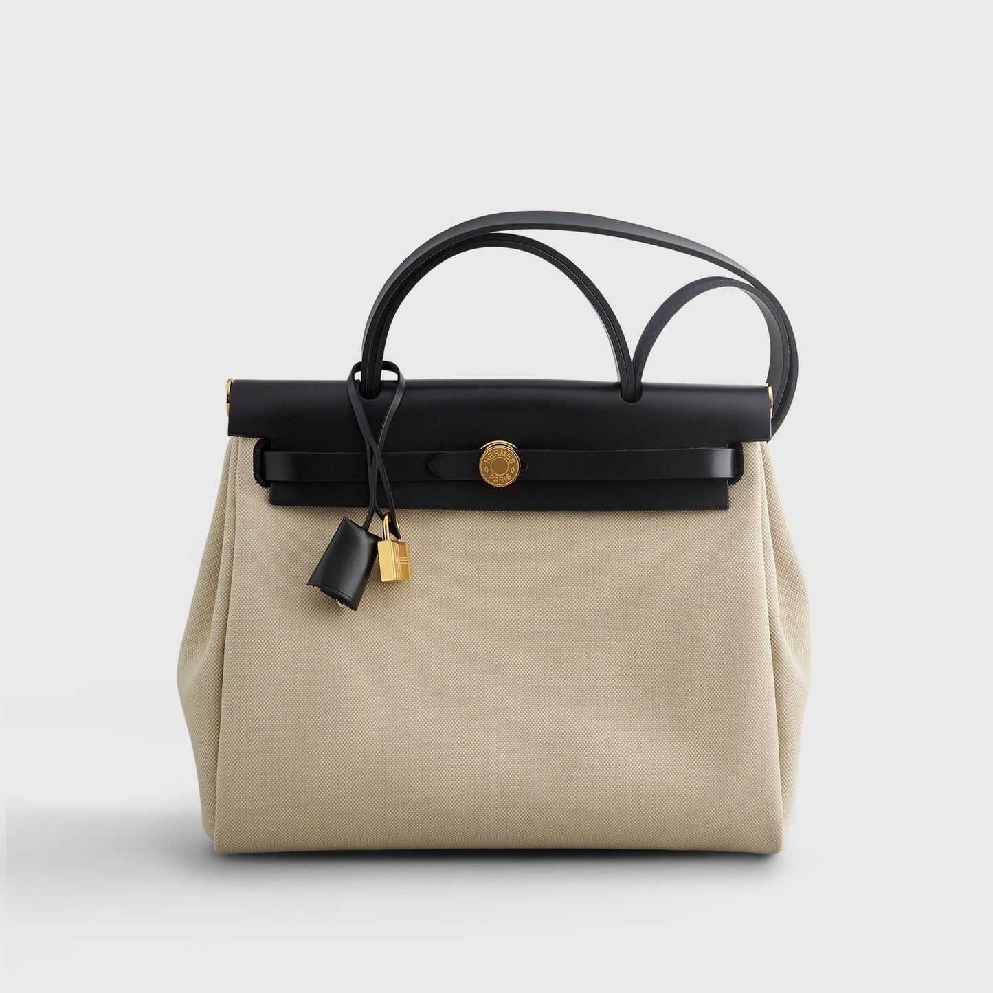 Hermès Herbag Zip 31 Toila Beton / Black Retourne Gold Hardware