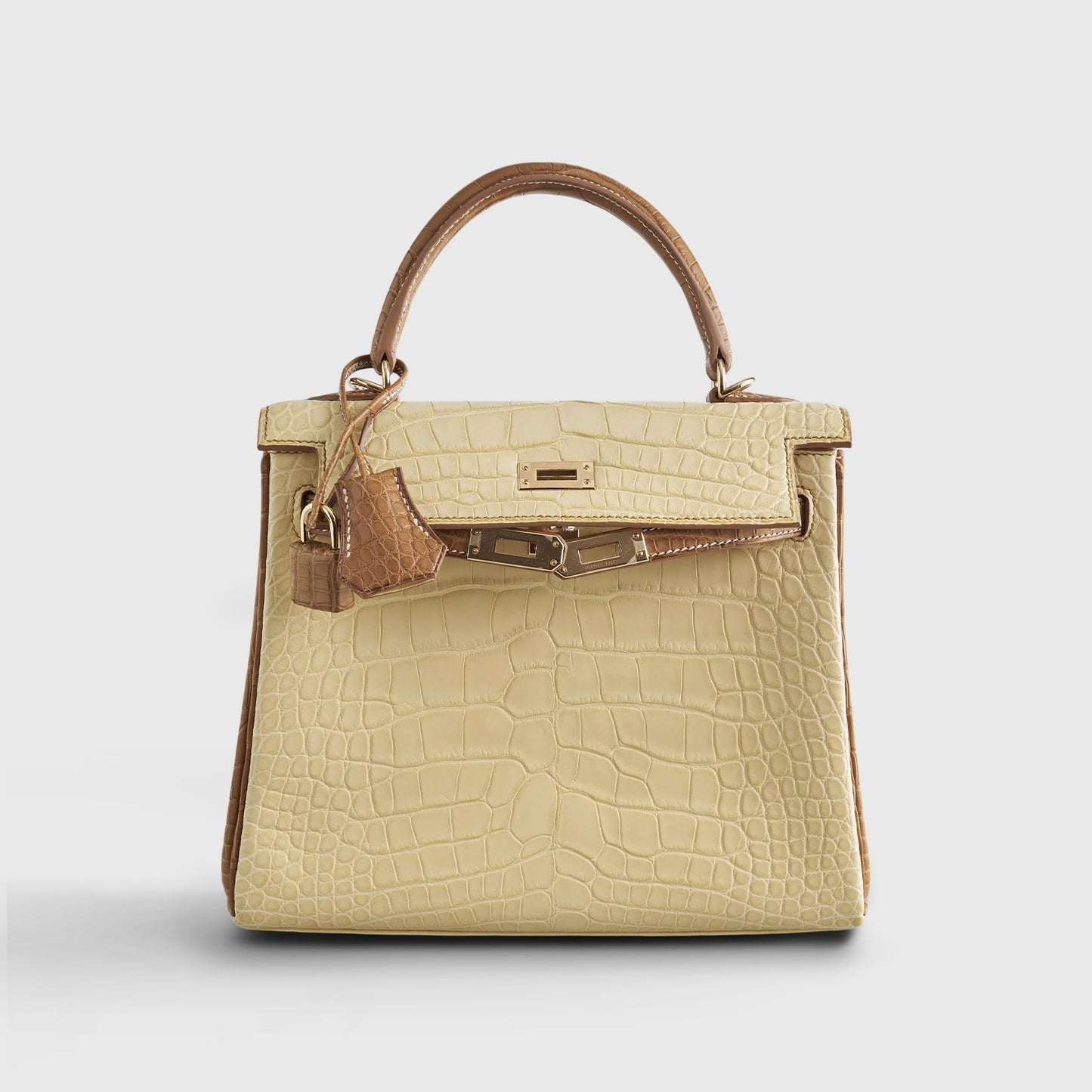 Hermès Kelly 25 Alligator Vanille / Gold Sellier HSS Matte Rose Gold Hardware