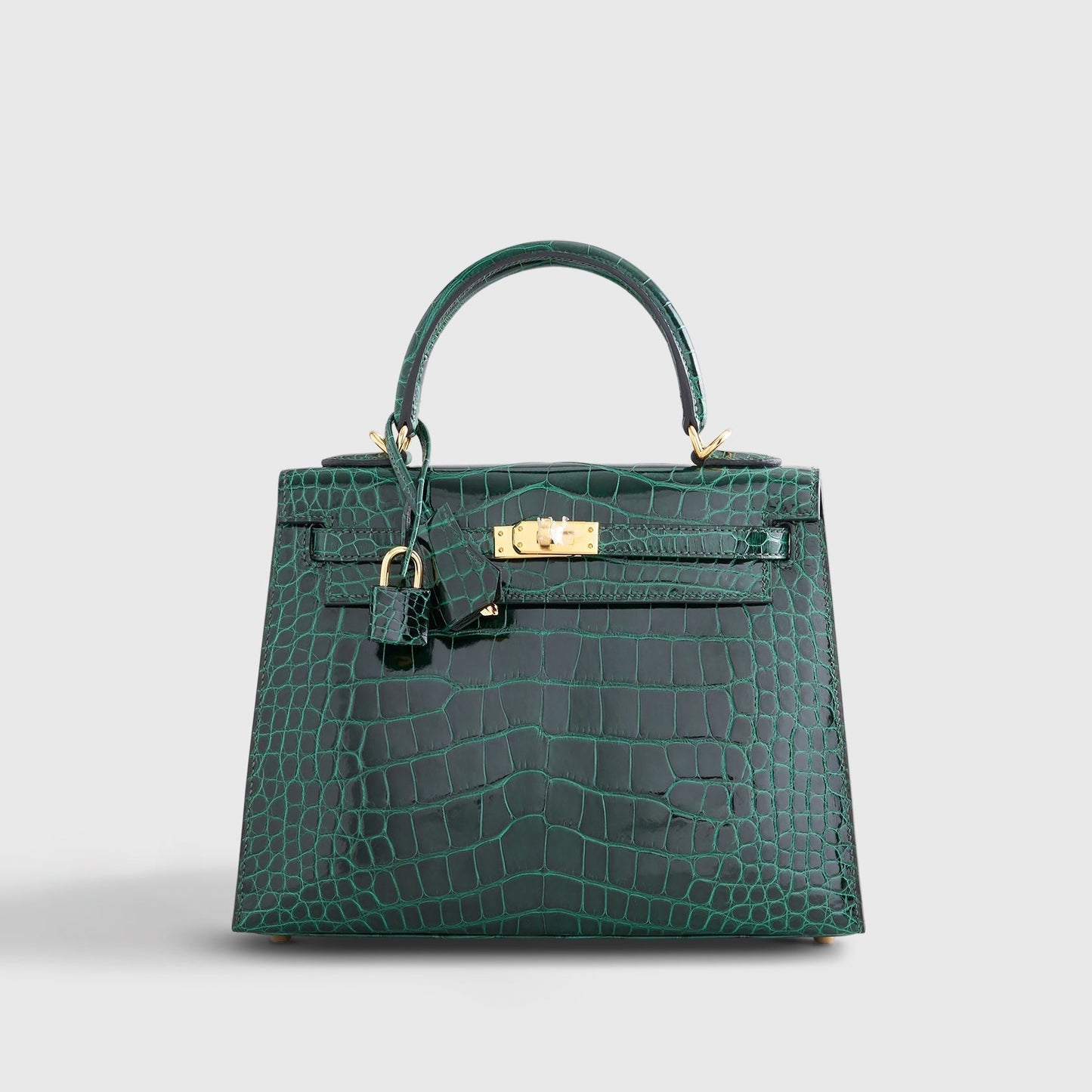 Hermès Kelly 25 Alligator Vert Fonce Shiny Gold Hardware