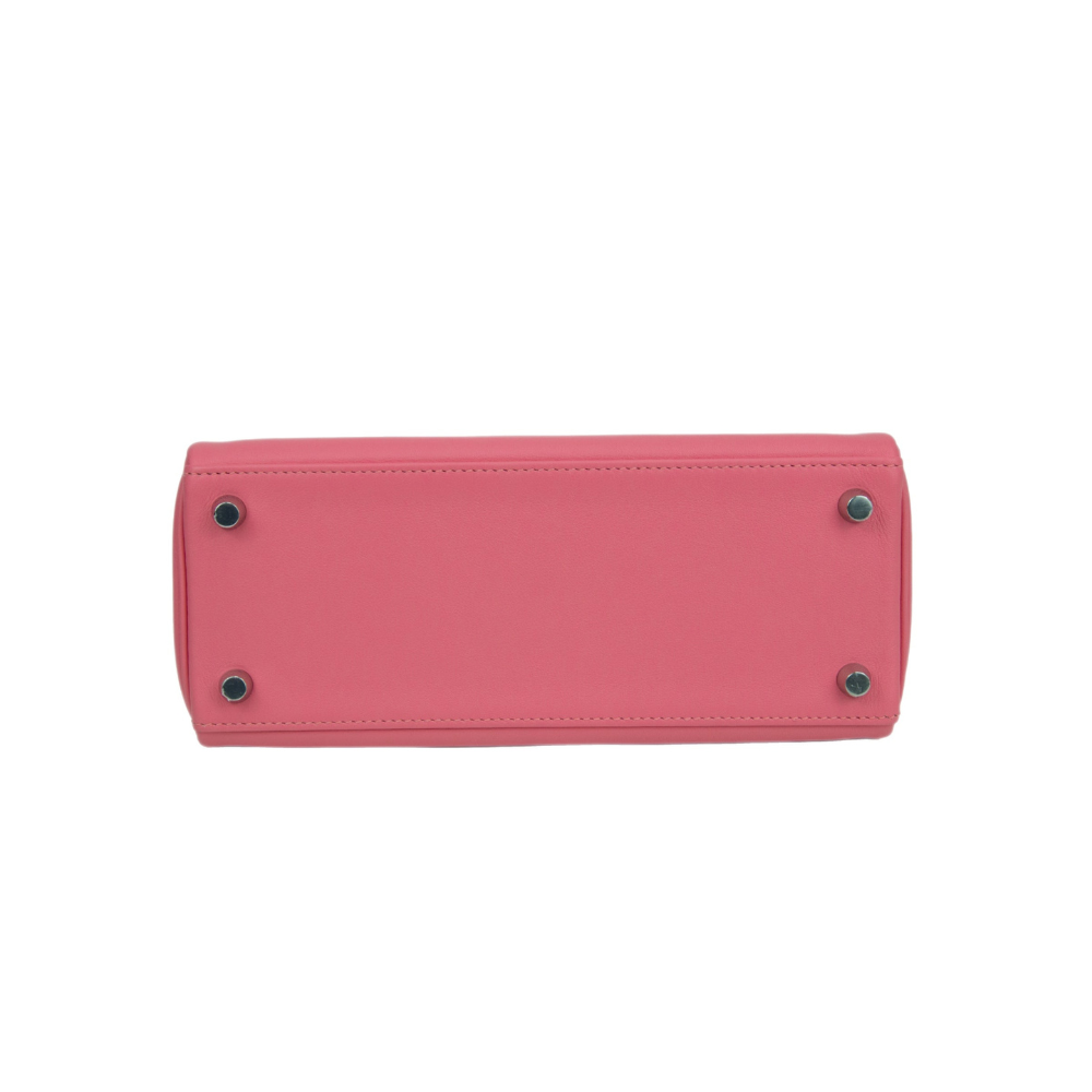 Hermes Kelly 25 Retourne Pink Azalee Swift Leather with Palladium Hardware