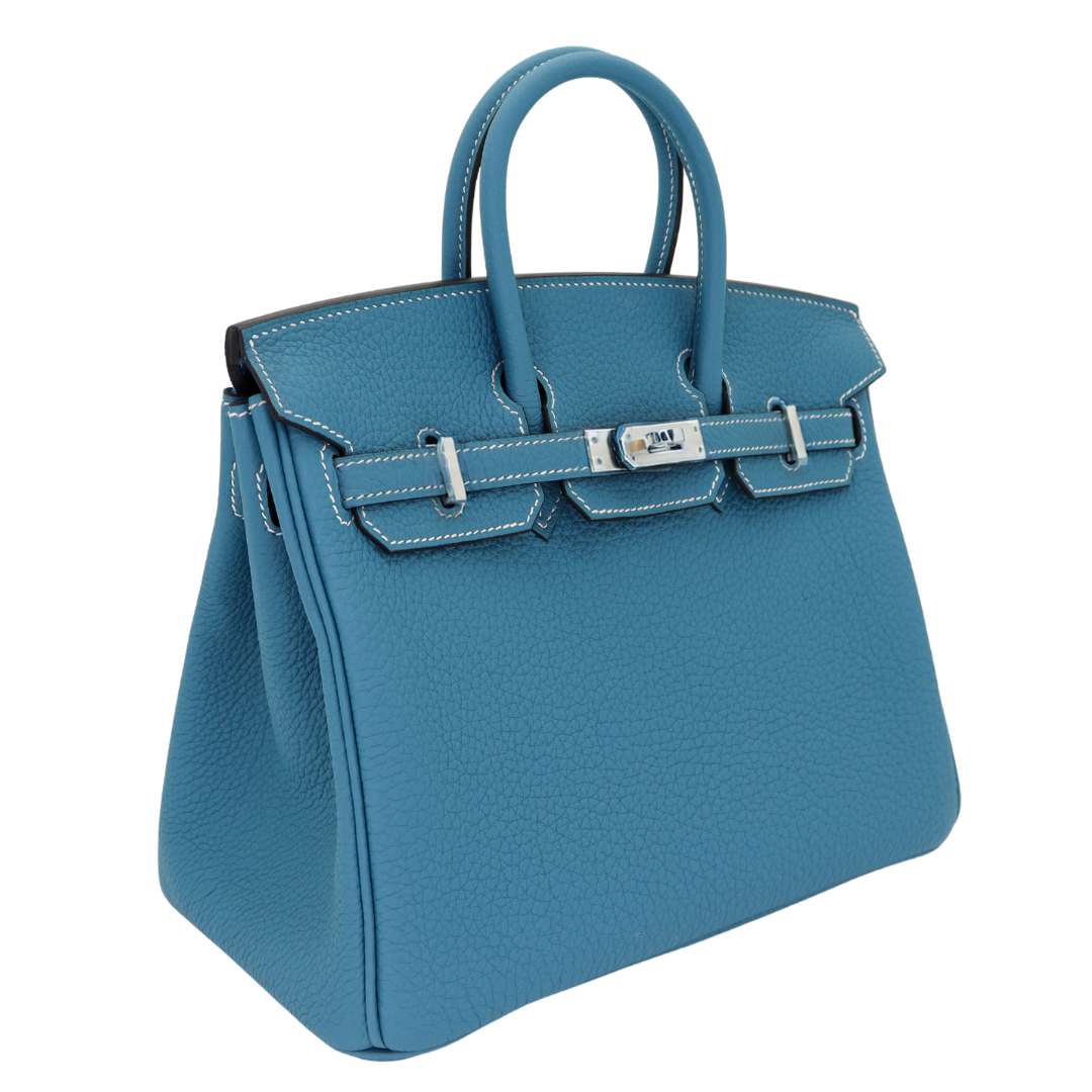 Hermès 25cm Birkin Bleu Jean Togo Leather Palladium Hardware