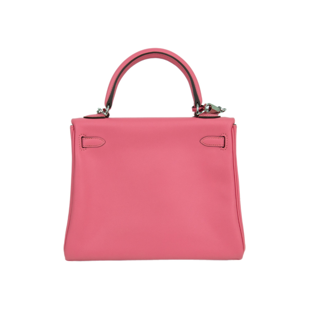 Hermes Kelly 25 Retourne Pink Azalee Swift Leather with Palladium Hardware