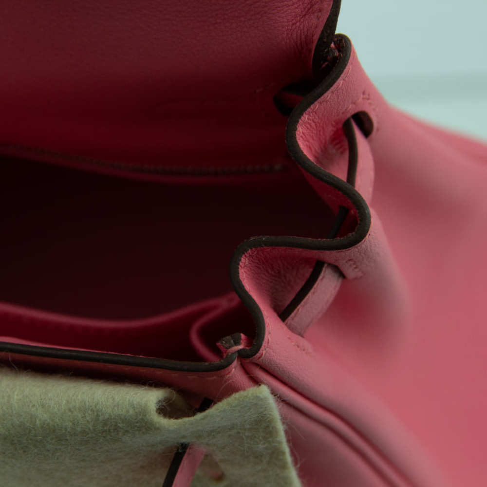 Hermes Kelly 25 Retourne Pink Azalee Swift Leather with Palladium Hardware