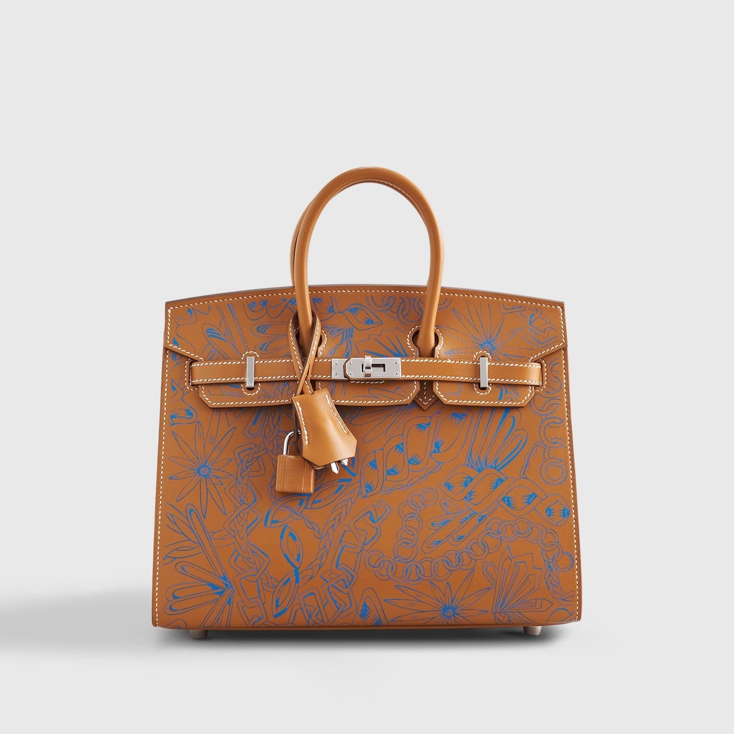 Hermès Birkin 25 Butler Natural Sable/Blue Palladium Hardware Maillons En Chain