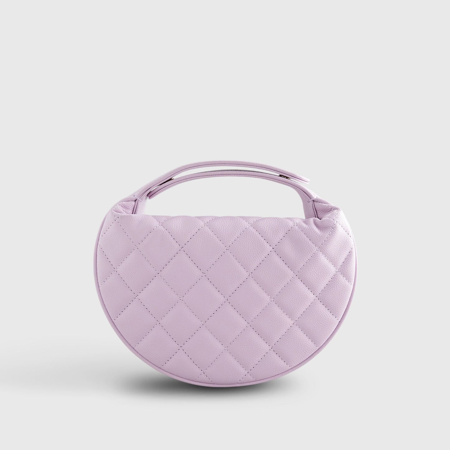 Chanel Quilted Circle Pouch Bag Mini Caviar Light Purple w/ Chain Gold Hardware