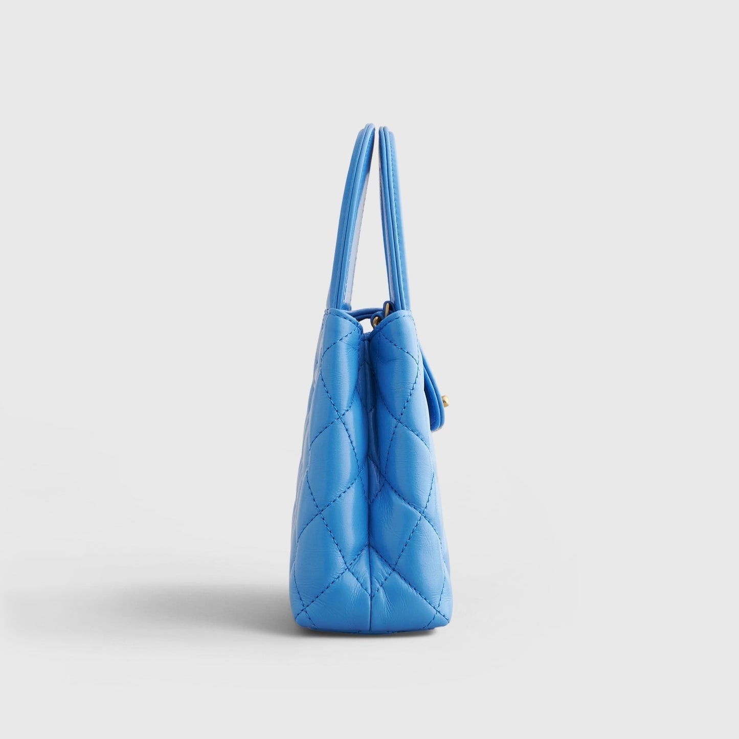 Chanel Shopping Bag Mini Calfskin Blue Gold Hardware