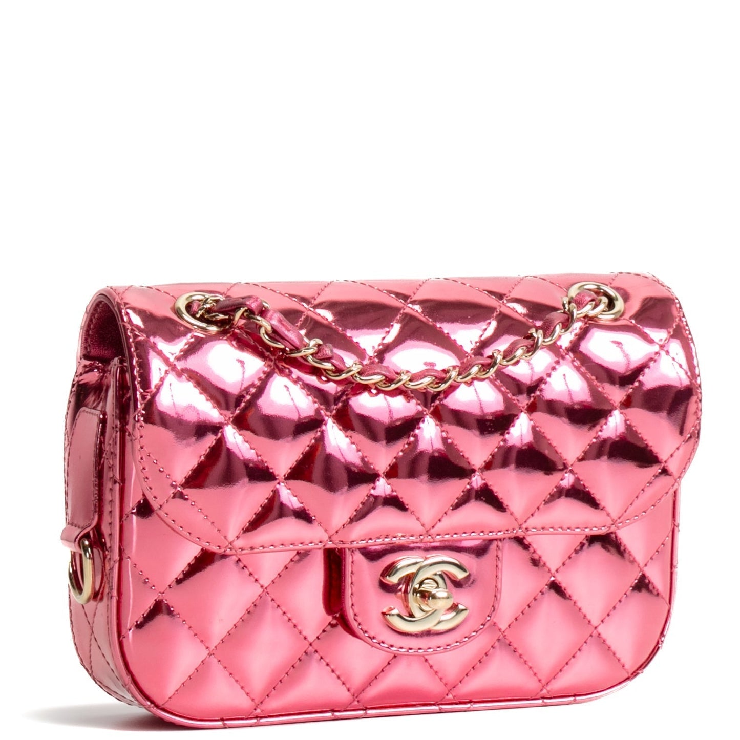 CHANEL Mini Hollywood Blvd Flap w/ Coin Purse - Metallic Pink