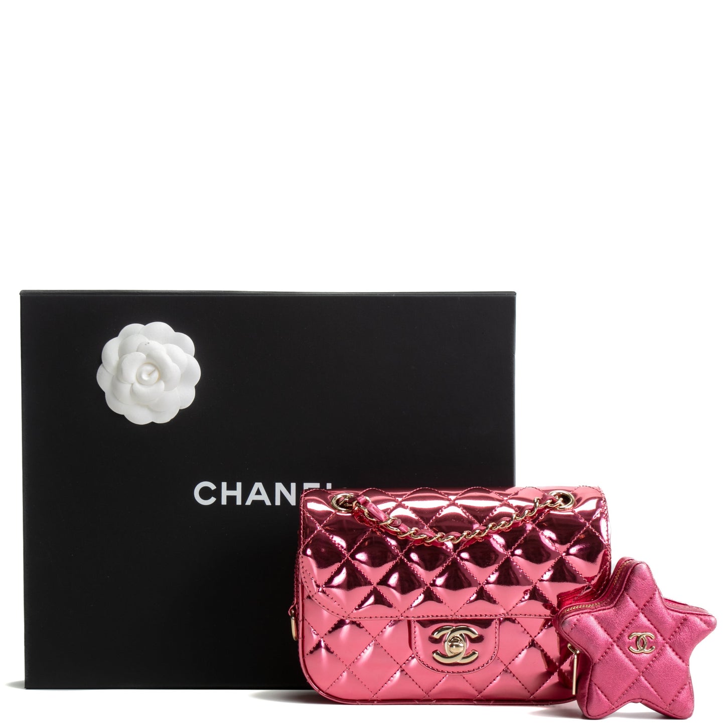 CHANEL Mini Hollywood Blvd Flap w/ Coin Purse - Metallic Pink