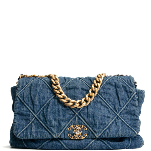 CHANEL 19 Denim Maxi Flap - Blue Jean
