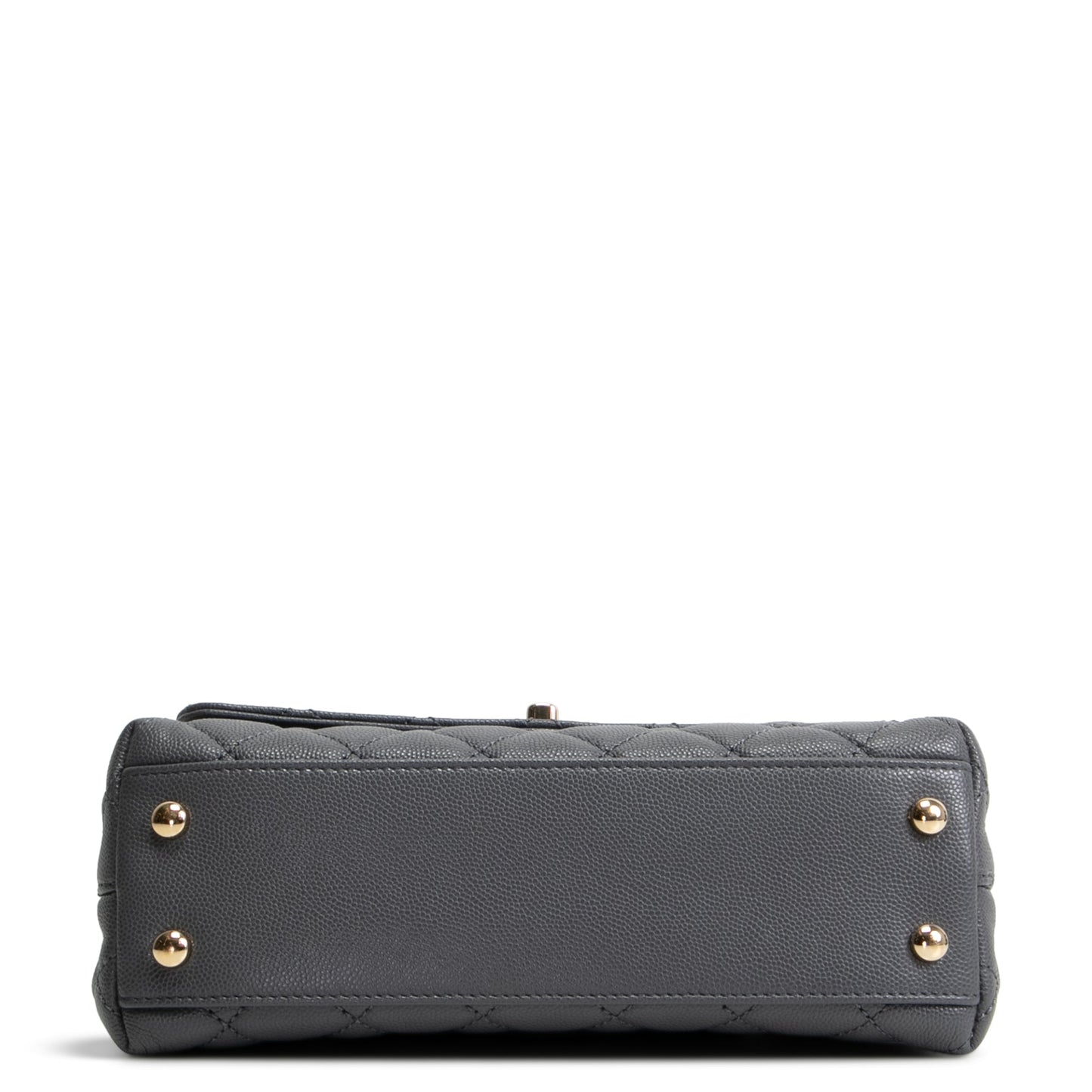 CHANEL Coco Handle Mini Flap Bag Quilted Caviar- Grey