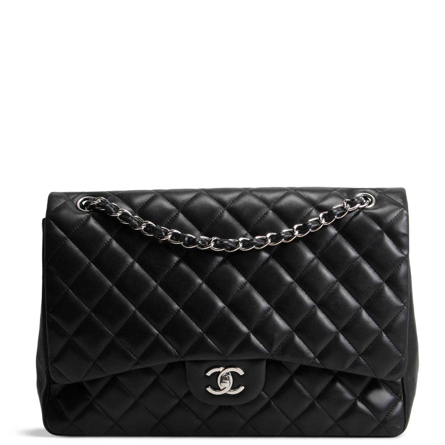 CHANEL Maxi Single Flap Quilted Lambskin- Black - OUTLET FINAL SALE