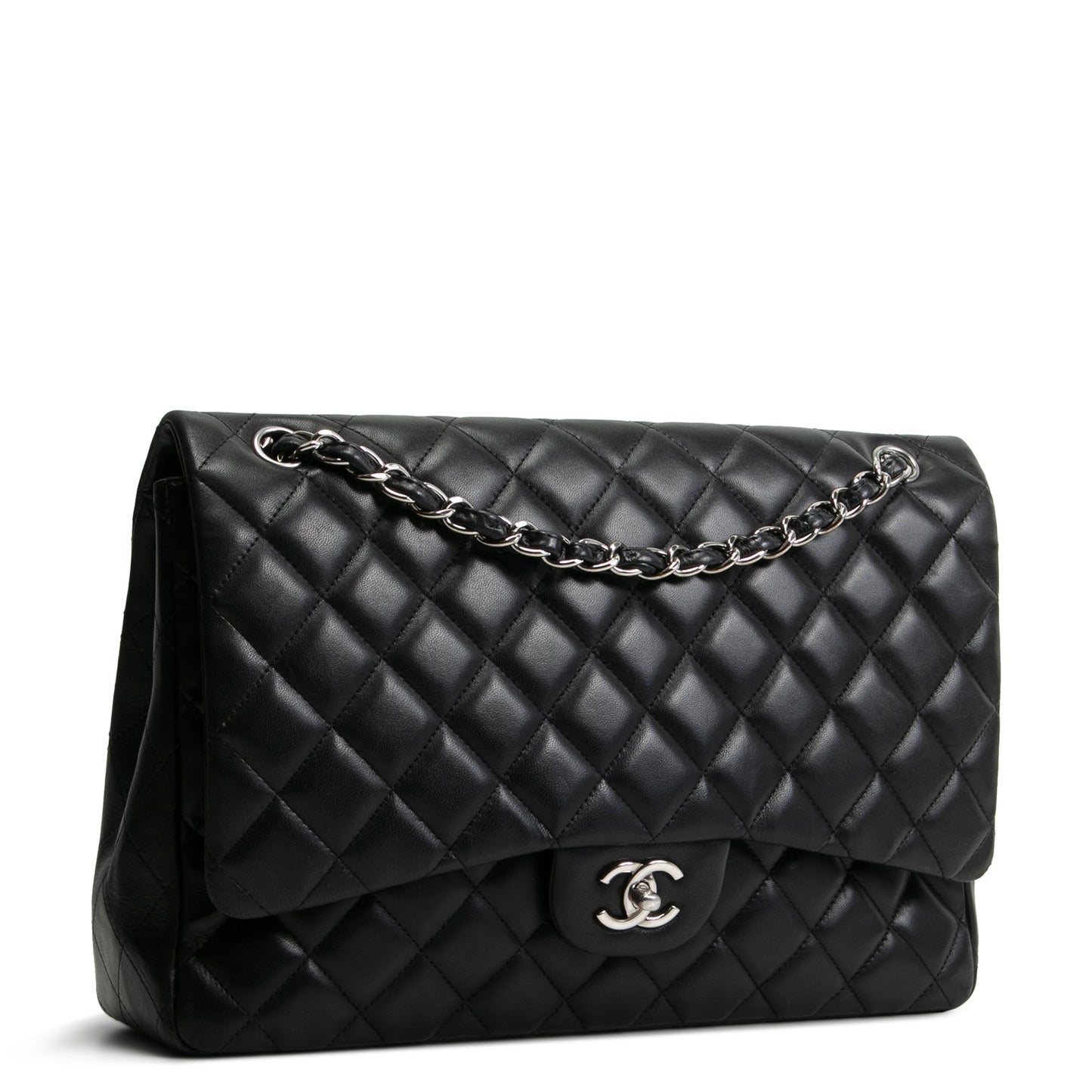 CHANEL Maxi Single Flap Quilted Lambskin- Black - OUTLET FINAL SALE