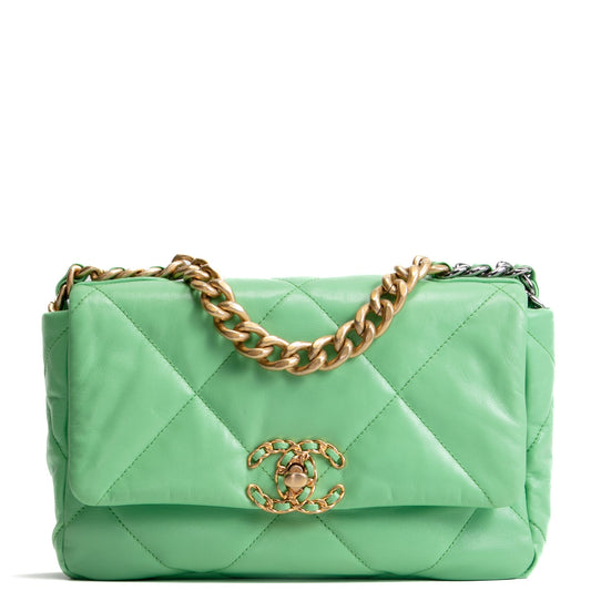 CHANEL 19 Quilted Flap Medium- Light Green