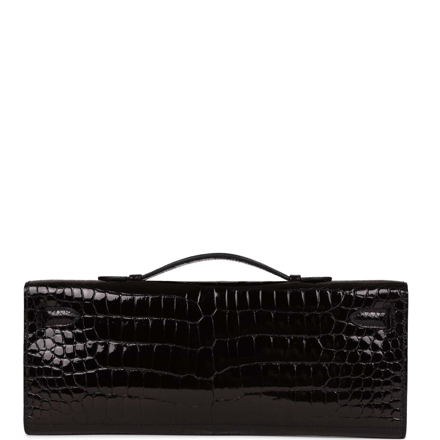 Hermès Kelly Cut Black Shiny Porosus Crocodile Gold Hardware
