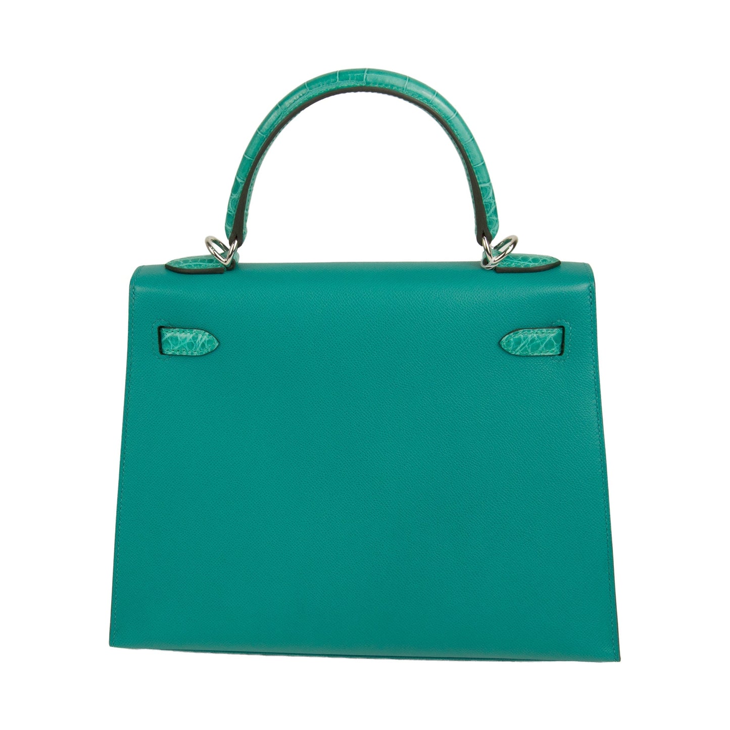 Hermes Kelly 25 Sellier Vert Verone Madame and Shiny Niloticus Crocodile with Palladium Hardware