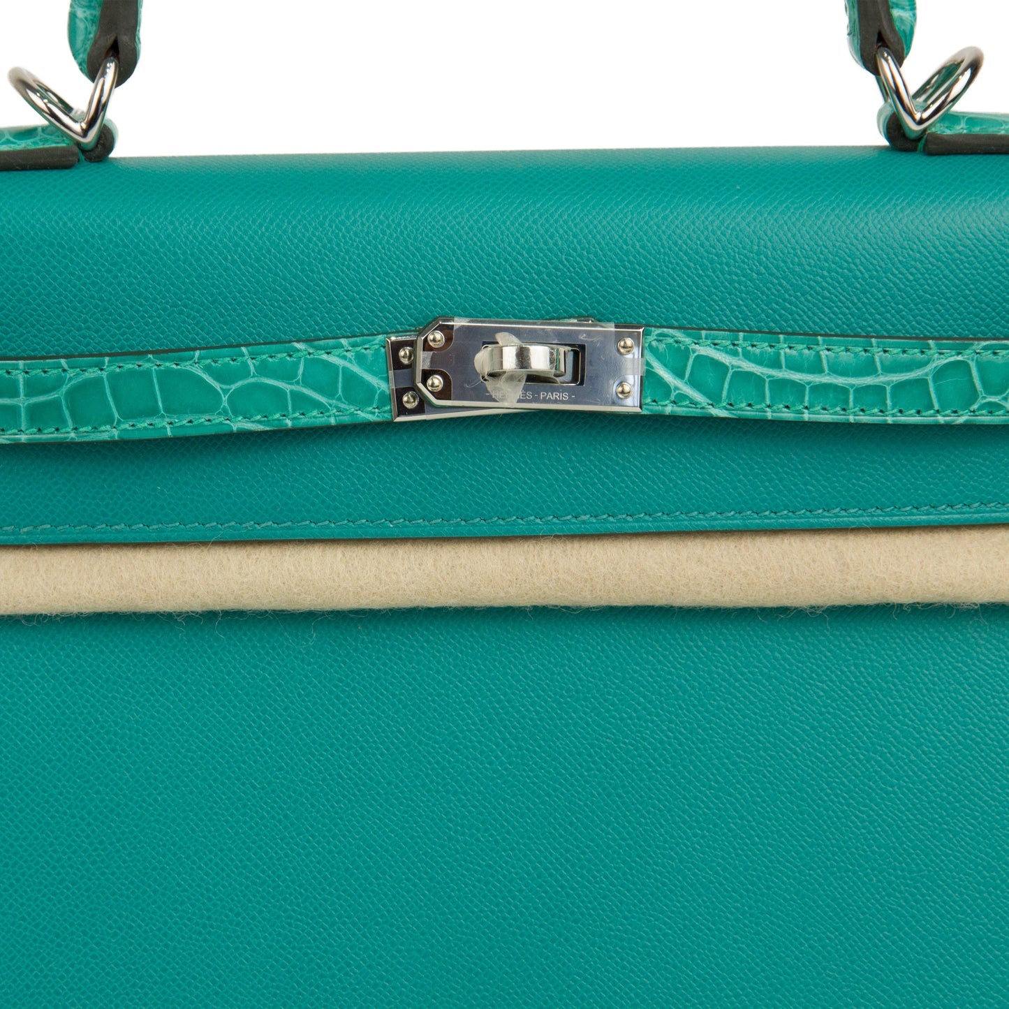 Hermes Kelly 25 Sellier Vert Verone Madame and Shiny Niloticus Crocodile with Palladium Hardware