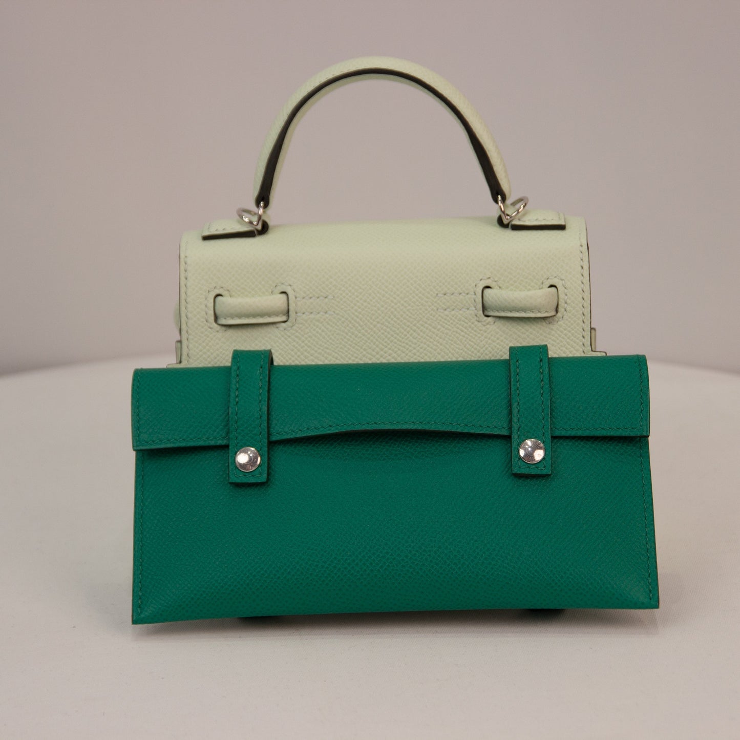 Hermes 'Quelle Idolle' Picto Kelly Doll Vert Fizz Epsom Palladium Hardware