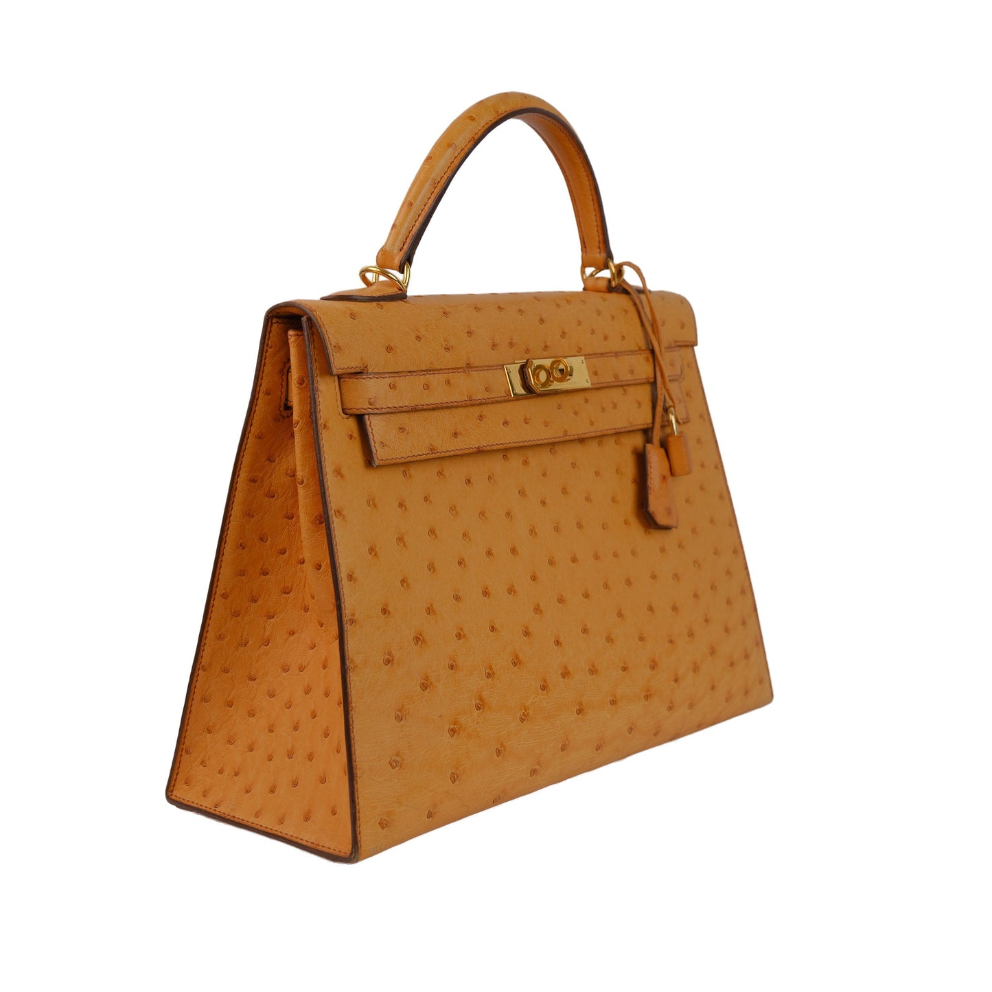 Hermes Kelly 32 Ostrich Kelly Sellier with Gold Hardware