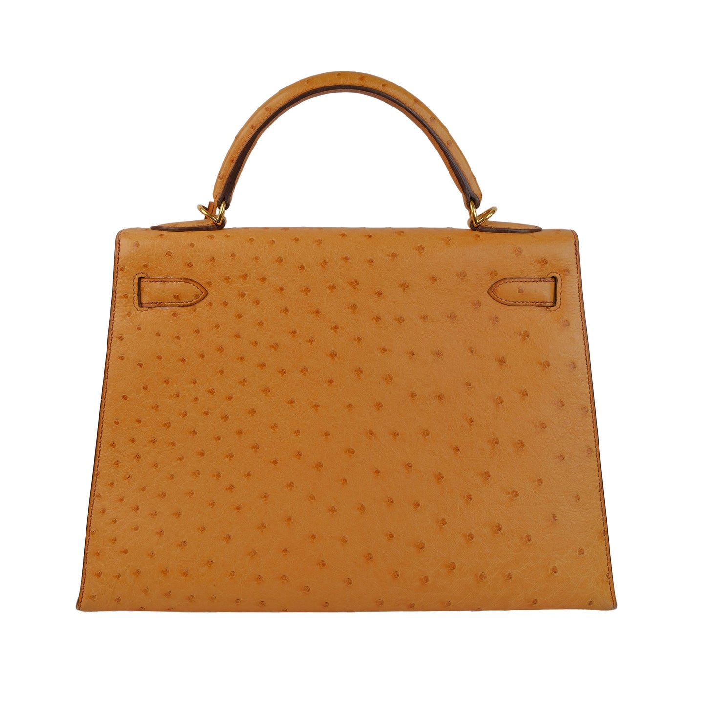 Hermes Kelly 32 Ostrich Kelly Sellier with Gold Hardware