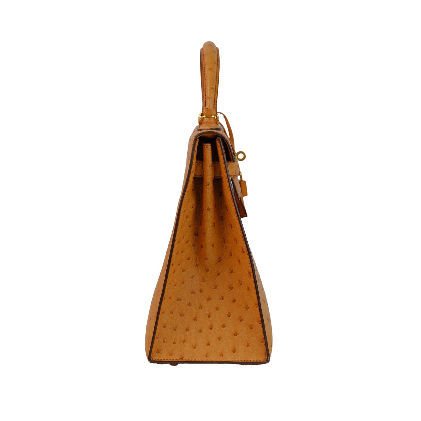 Hermes Kelly 32 Ostrich Kelly Sellier with Gold Hardware