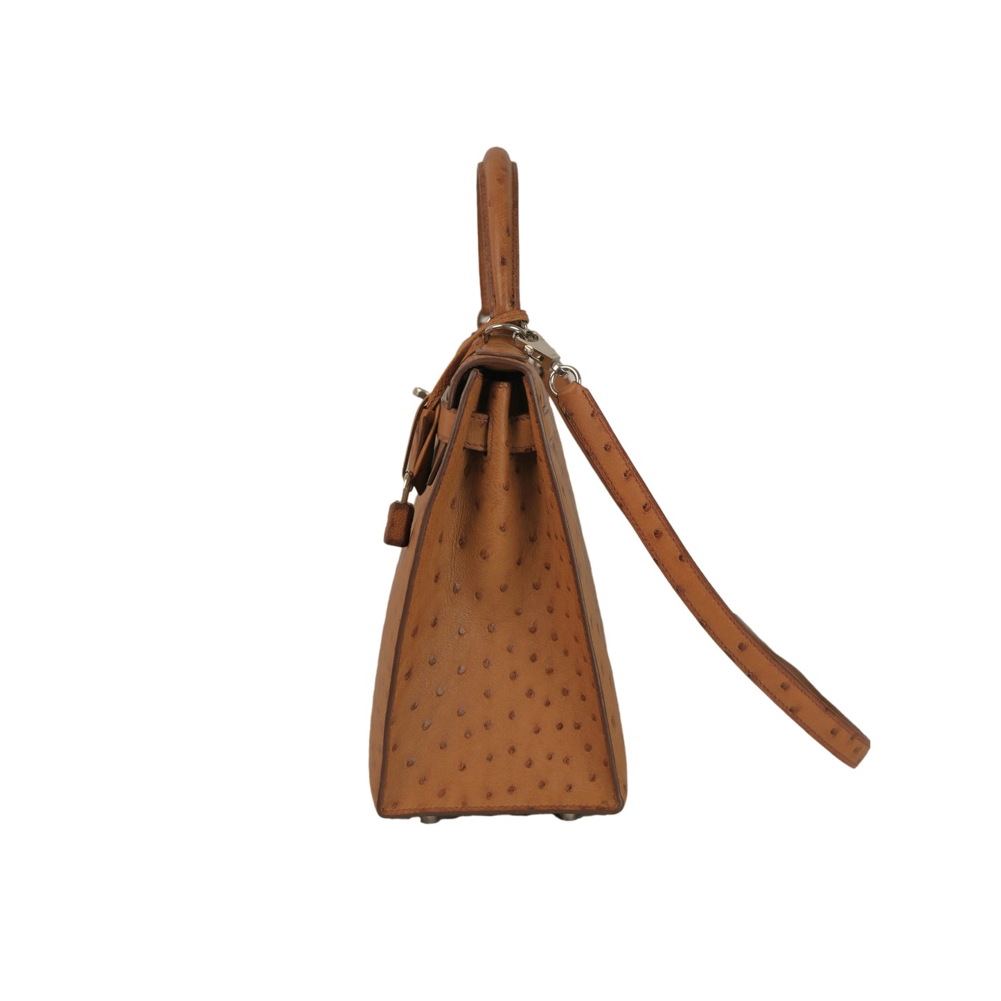 Hermes Kelly 28 Sellier Cognac Ostrich with Palladium Hardware