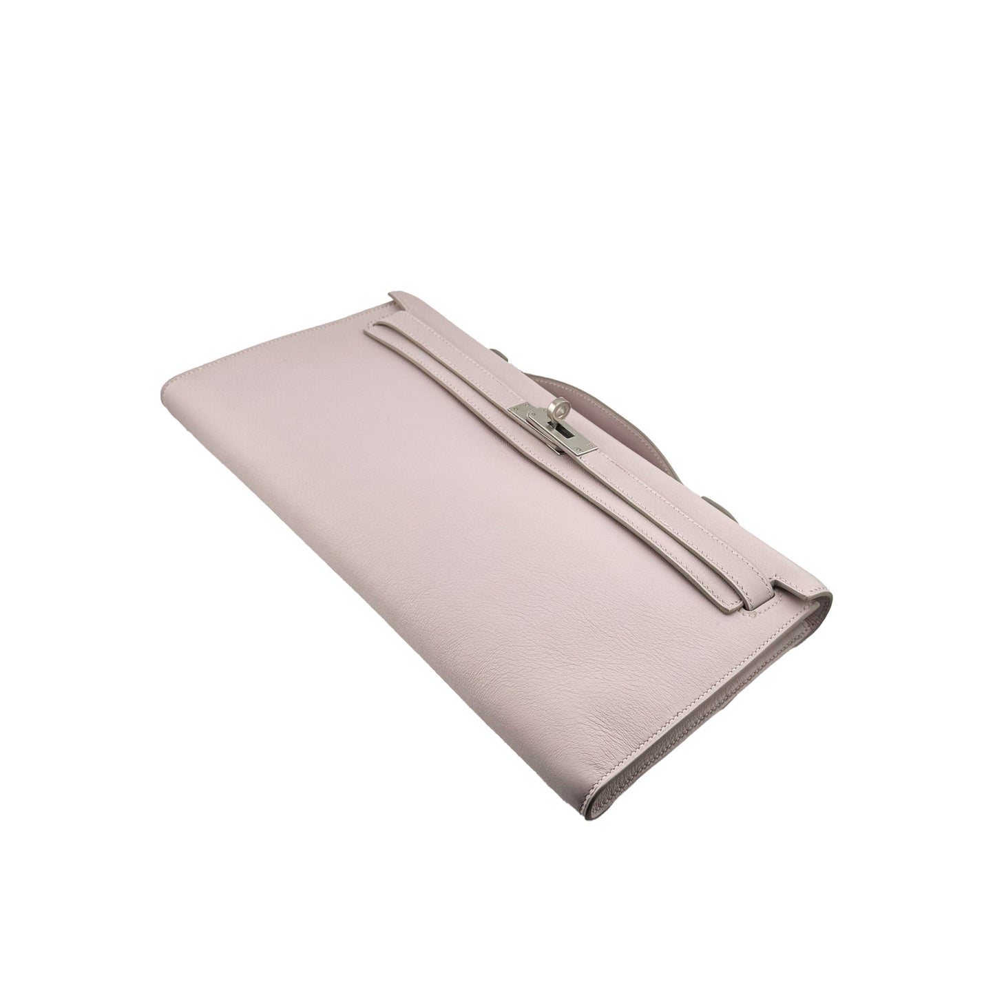 Hermes Kelly Longue Clutch Rose Dragee Evergrain with Palladium Hardware