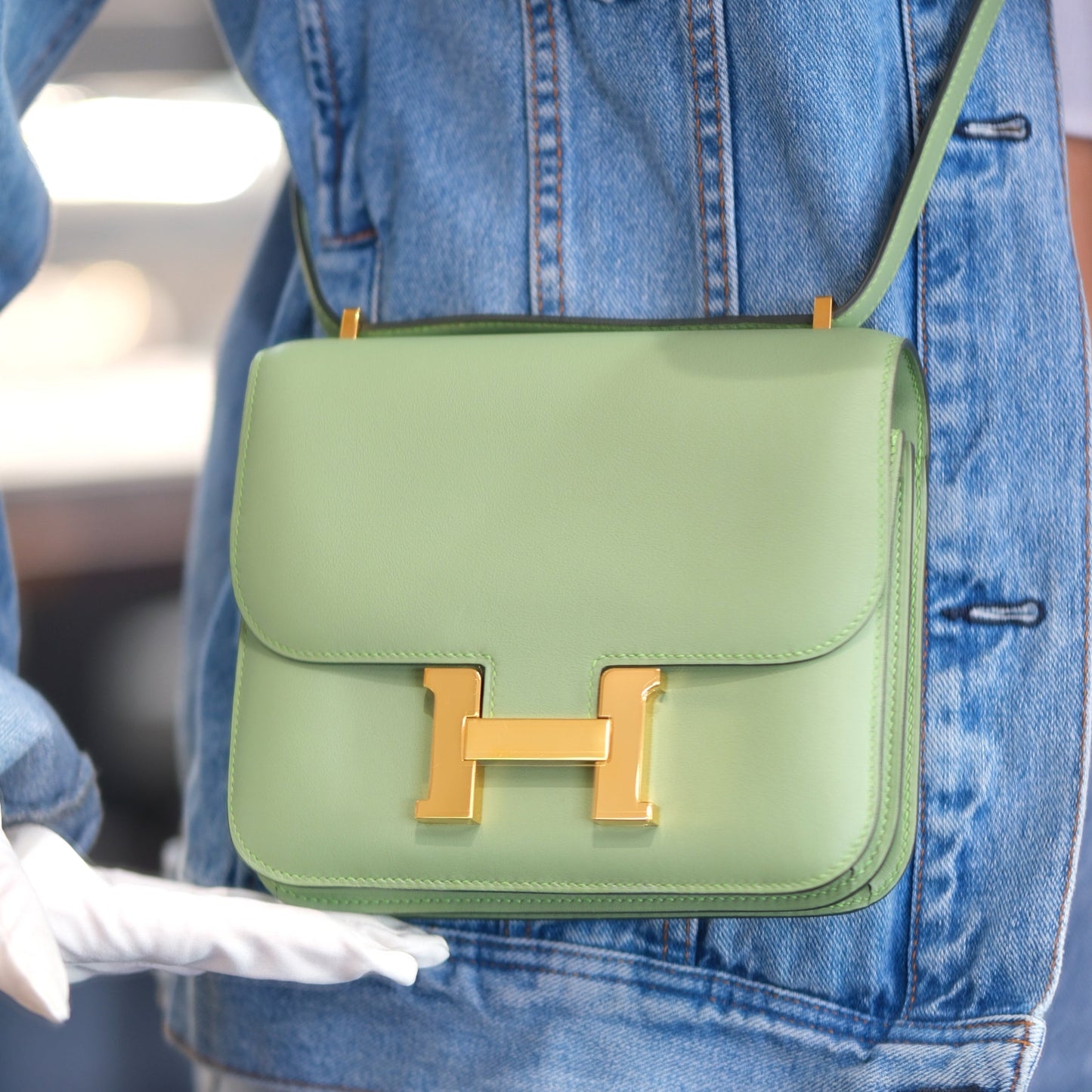 Hermes Constance 18 Mini III Mirror Vert Criquet Swift with Gold Hardware