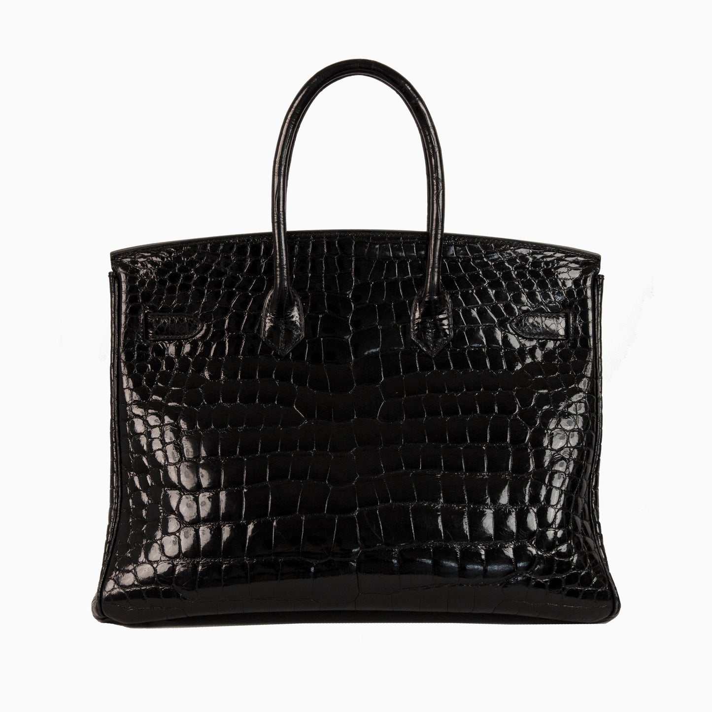 Hermes Birkin 35 Black Shiny Porosus Crocodile Gold Hardware