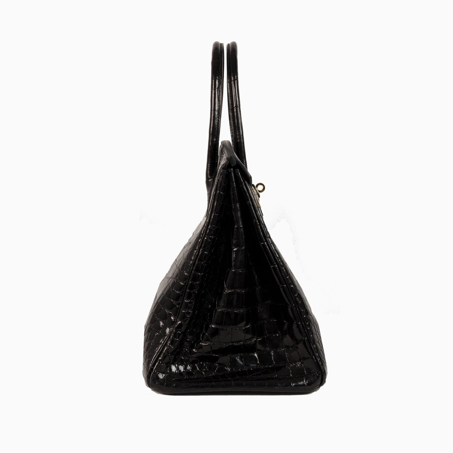 Hermes Birkin 35 Black Shiny Porosus Crocodile Gold Hardware
