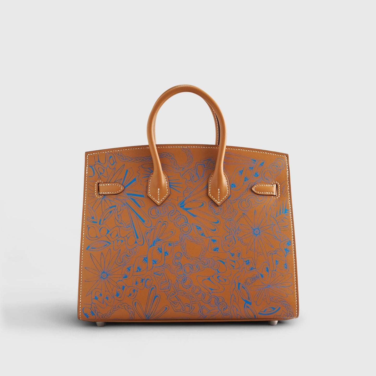 Hermès Birkin 25 Butler Natural Sable/Blue Palladium Hardware Maillons En Chain