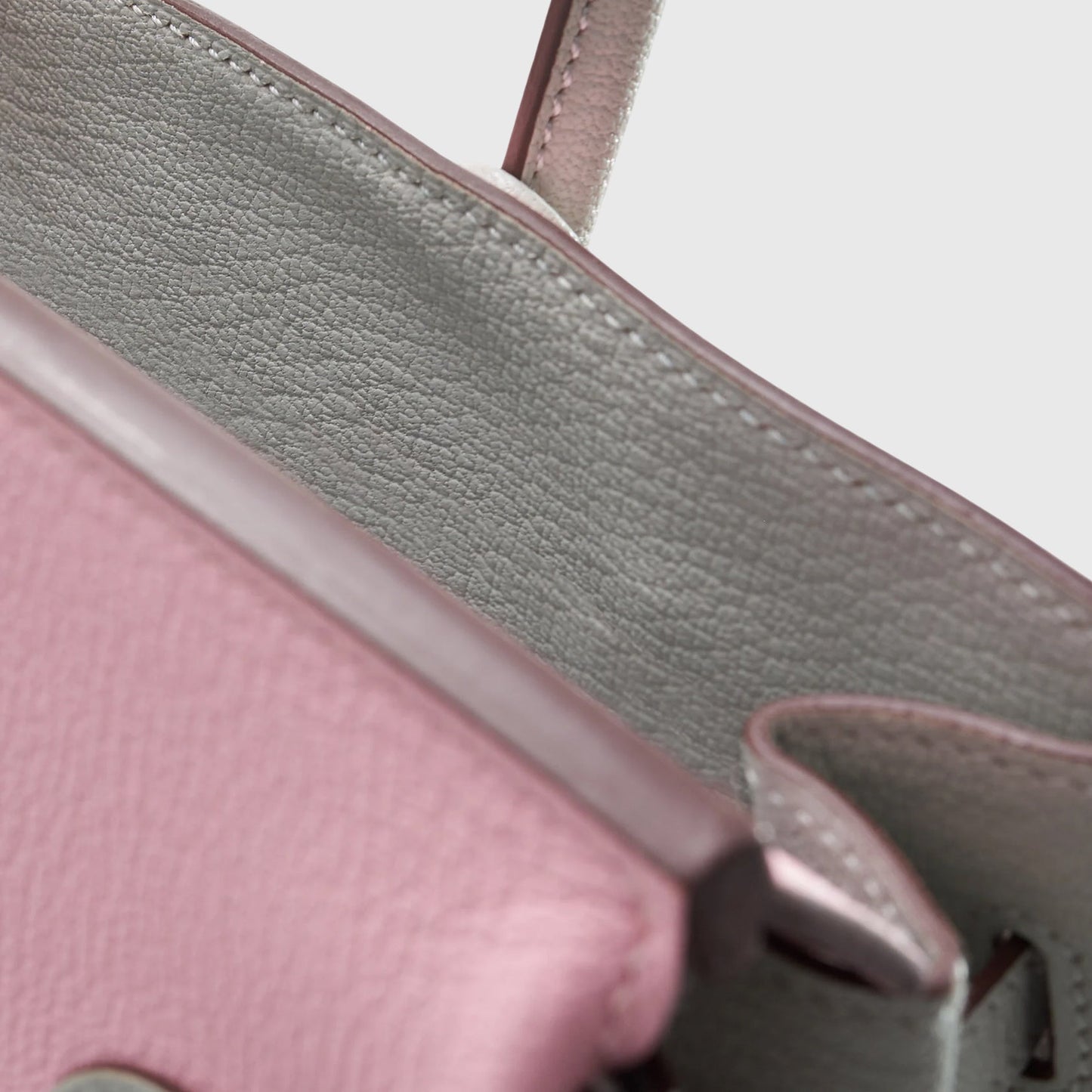 Hermès Birkin 25 Chevre Rose Sakura / Gris Perle Brushed Gold Hardware HSS
