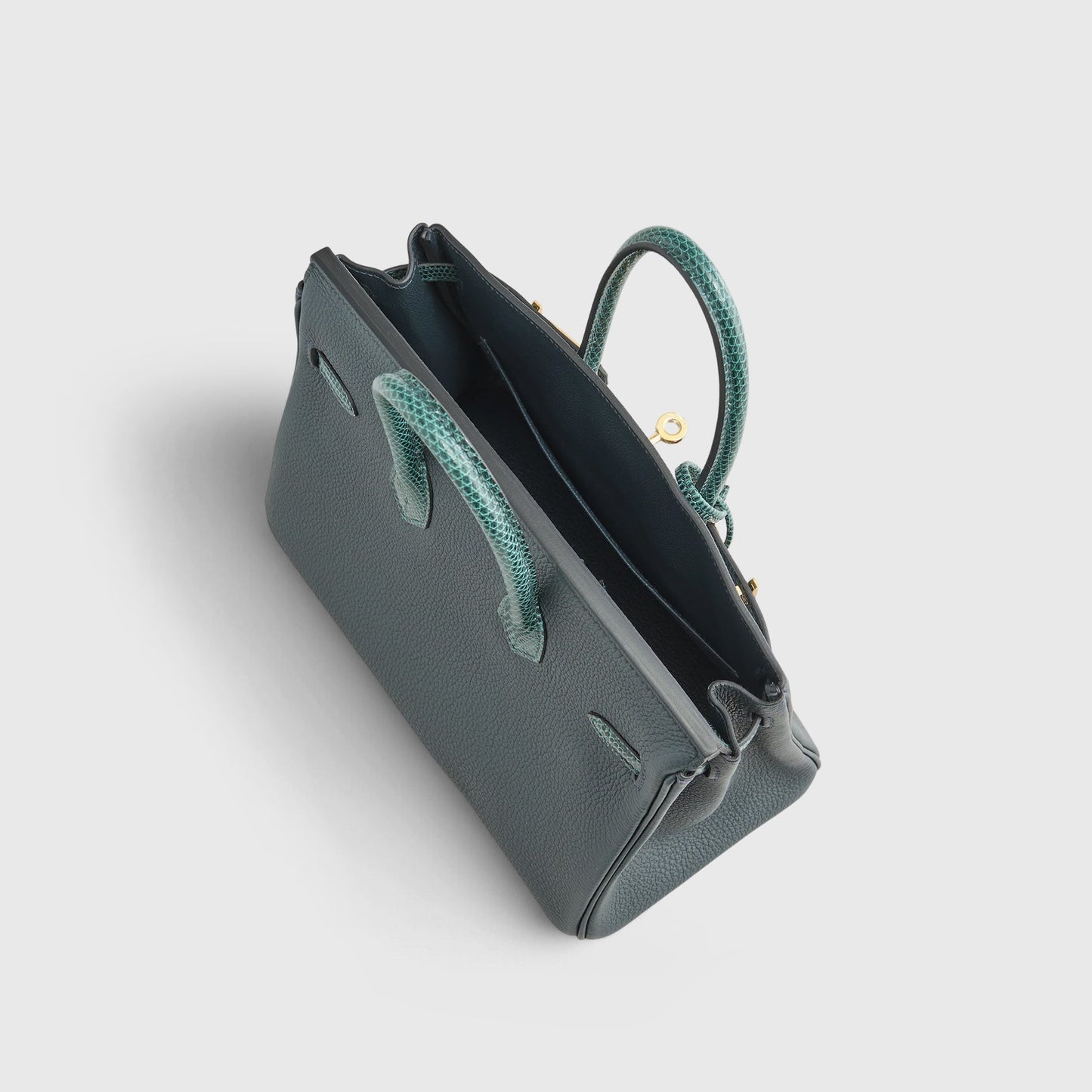 Hermès Birkin Touch 25 Lizard, Togo Vert Cypress/Vert Rousseau Gold Hardware