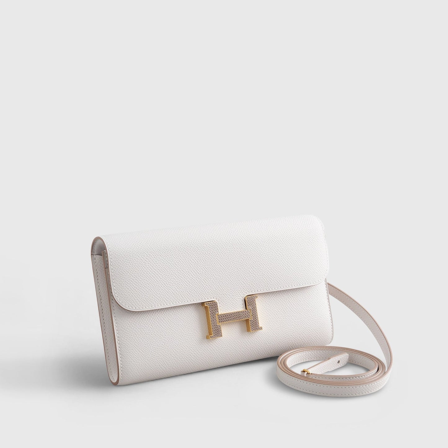 Hermès Constance Long To Go Wallet 20 Epsom, Lizard Gris Pale/Gris Tourterelle Gold Hardware