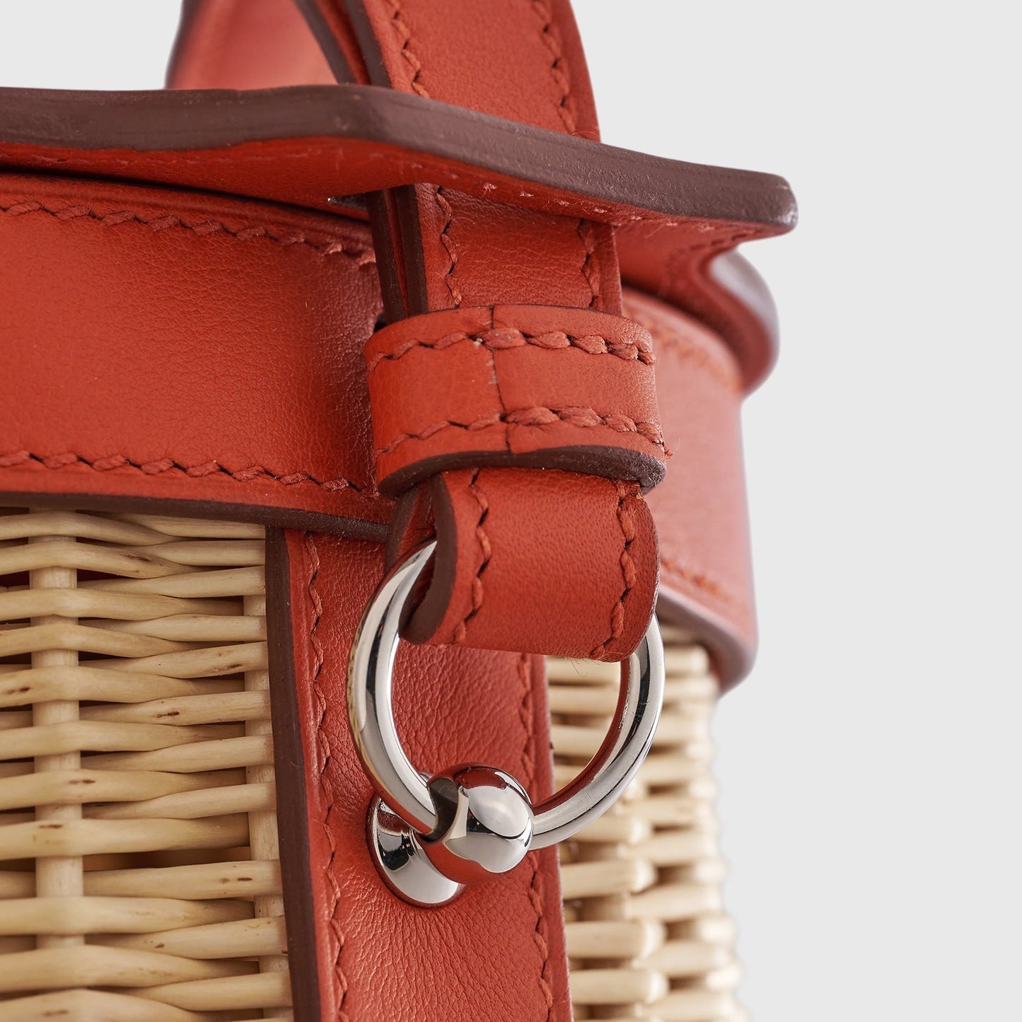 Hermès Farming Picnic Bag Wicker Natural / Terre Battue Palladium Hardware