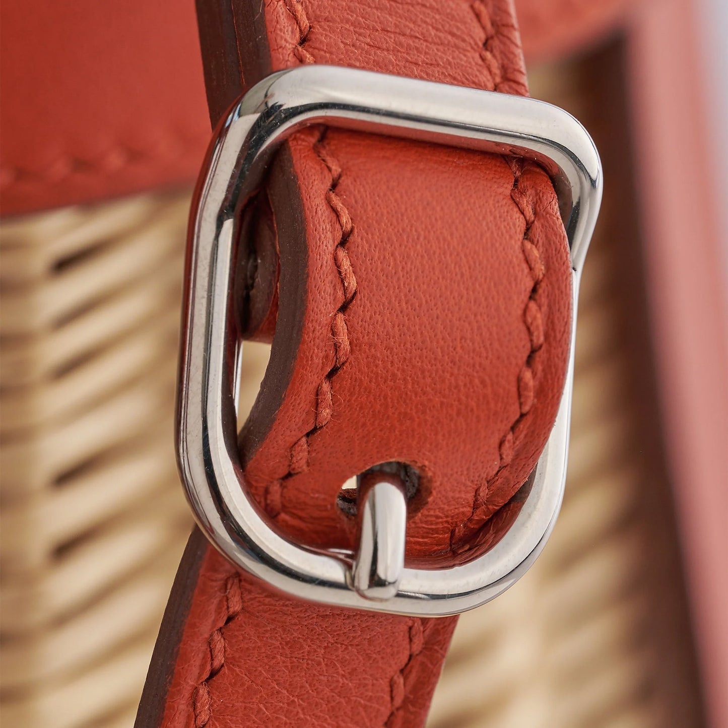 Hermès Farming Picnic Bag Wicker Natural / Terre Battue Palladium Hardware