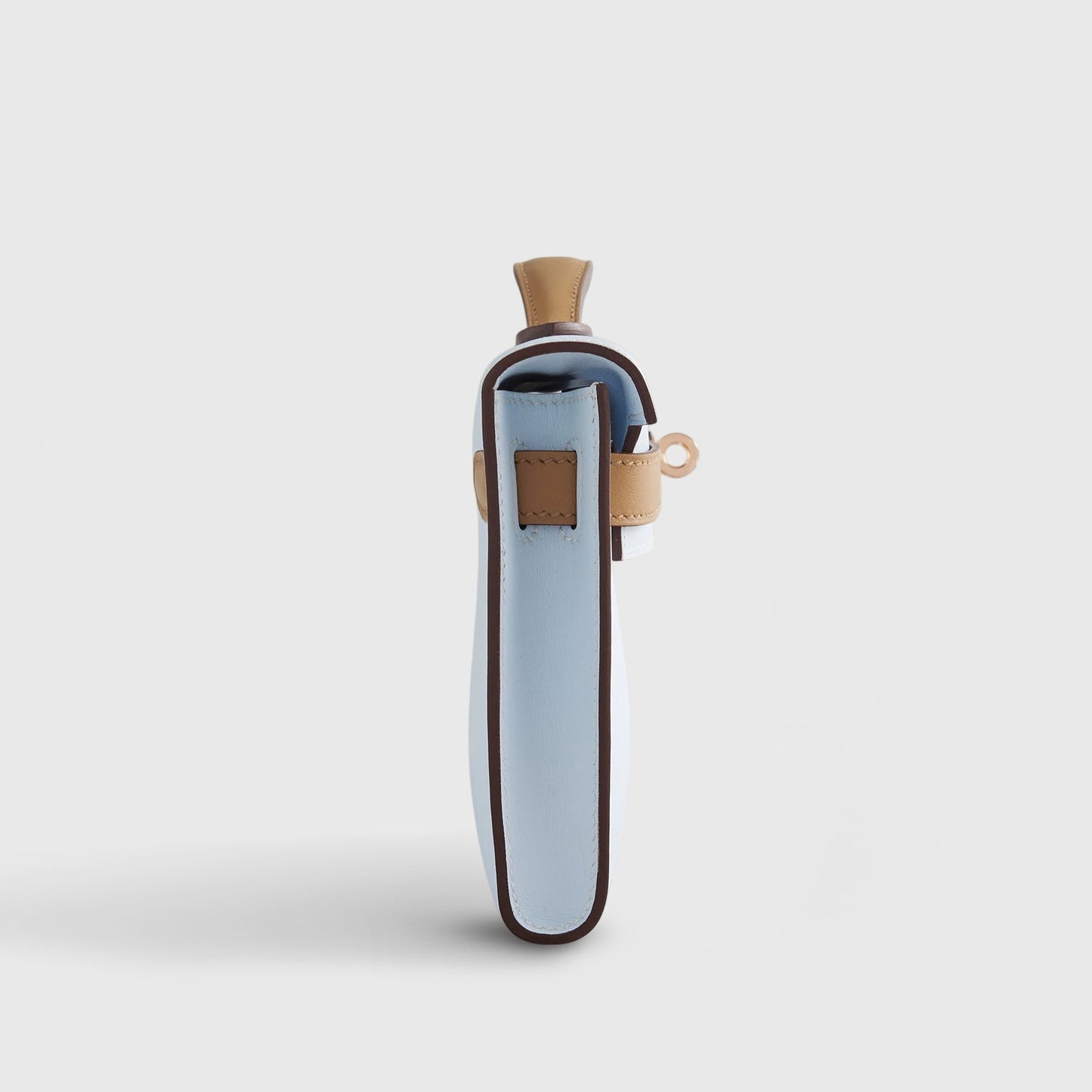 Hermès Kelly Cut Swift Blue Brume/Biscuit Rose Gold Hardware HSS