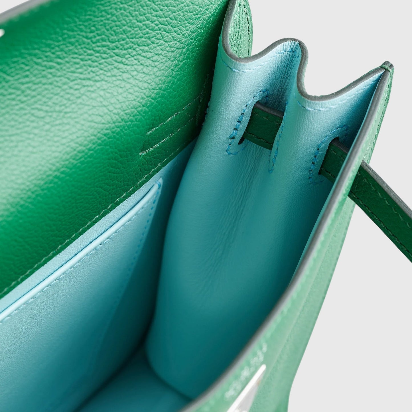 Hermès Kelly Danse II Evercolor Cactus / Blue Zephyr Palladium Hardware