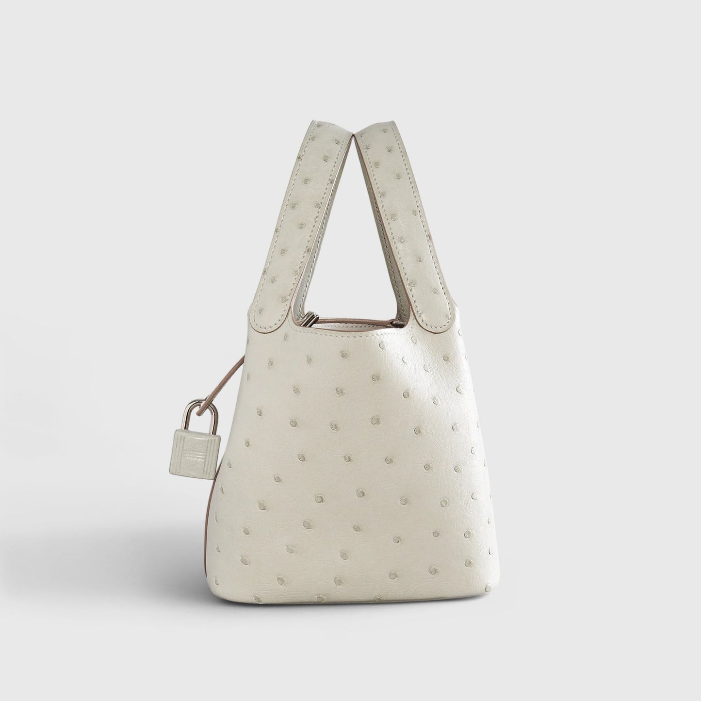 Hermès Picotin Micro Ostrich Gris Perle Palladium Hardware