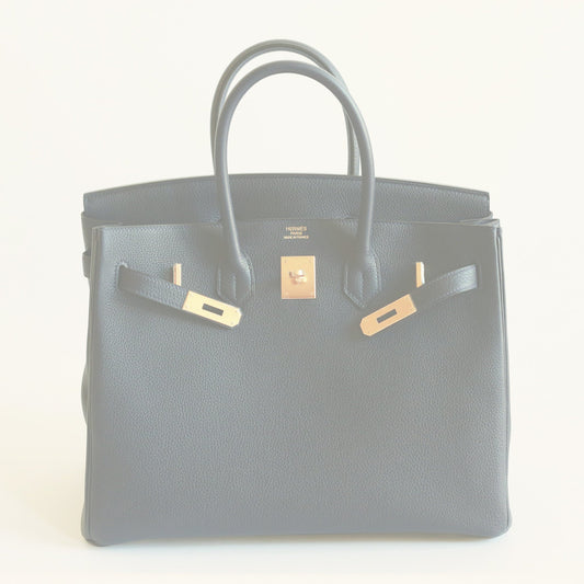 Hermes | Gold & Togo Leather Birkin in Blue Nuit | 35cm