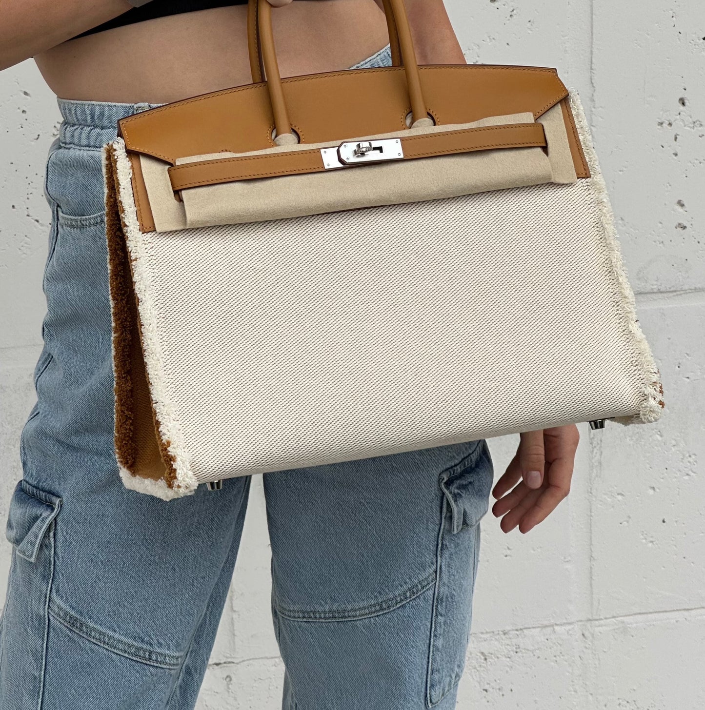 Hermes Birkin 35 'Fray Fray' Desert Sesame with Palladium Hardware