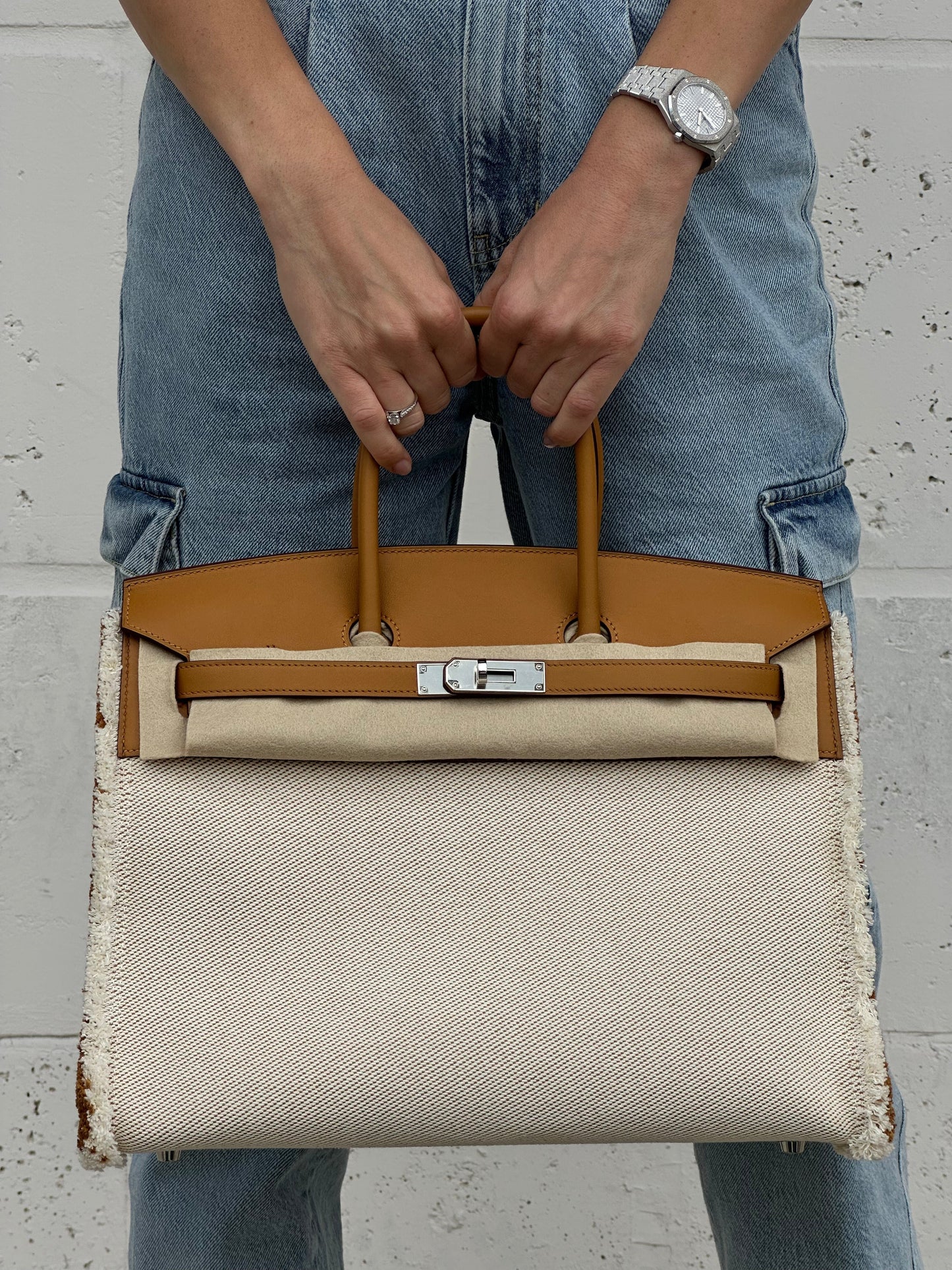Hermes Birkin 35 'Fray Fray' Desert Sesame with Palladium Hardware