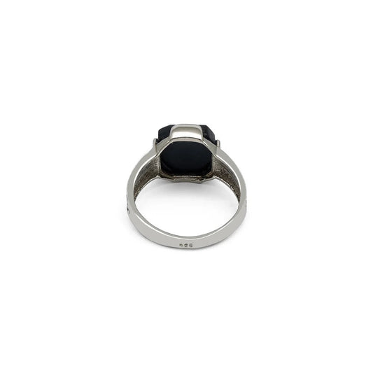 Ironclad - Black Jasper Silver Ring For Men