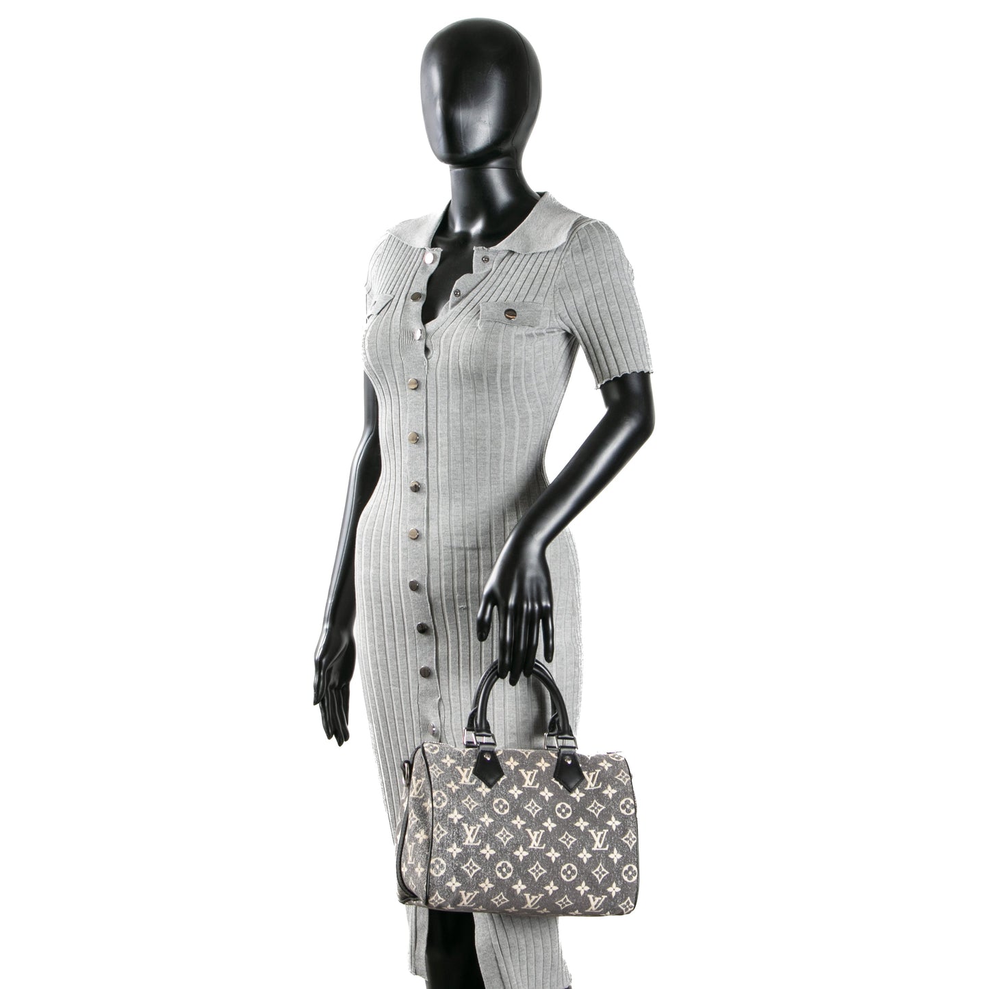 LOUIS VUITTON Monogram Jacquard Denim Speedy Bandouliere 25 - Dark Gray
