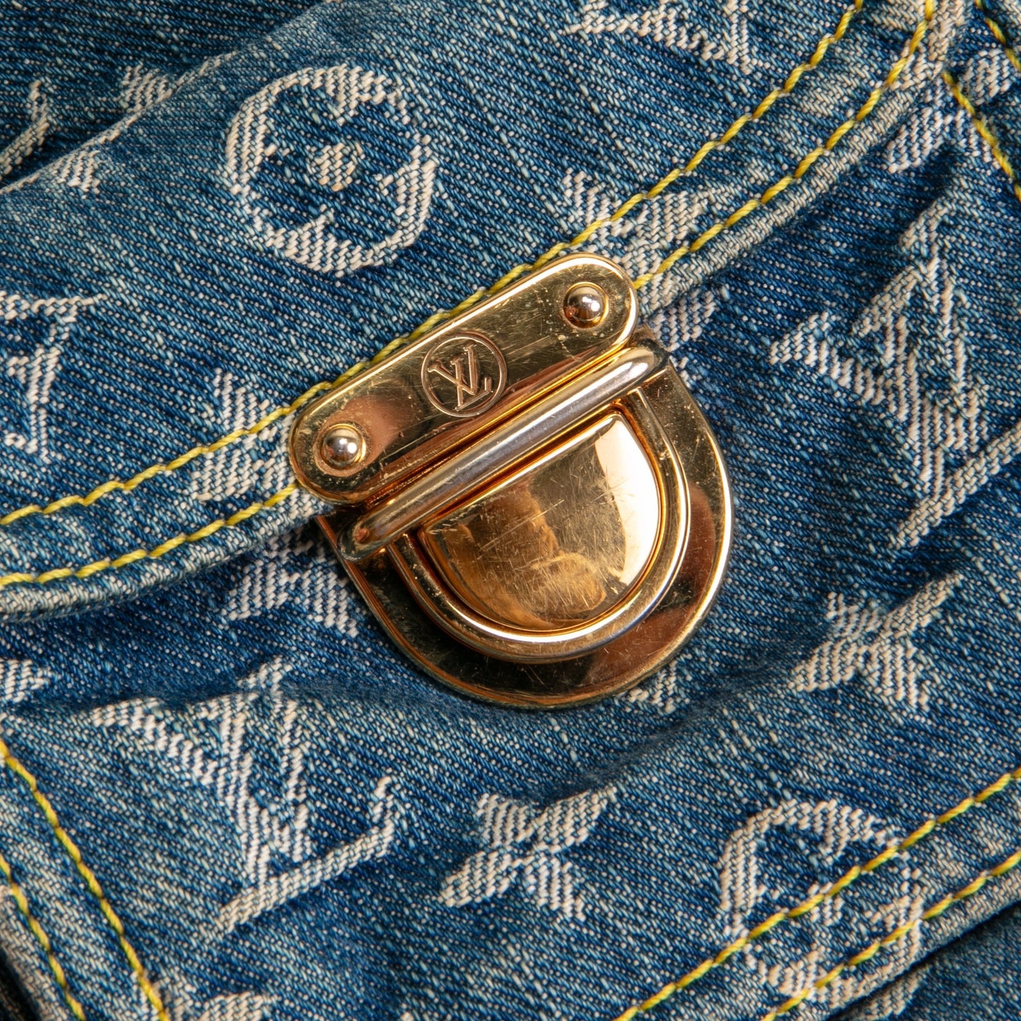 LOUIS VUITTON Vintage Baggy GM Monogram Denim- Blue