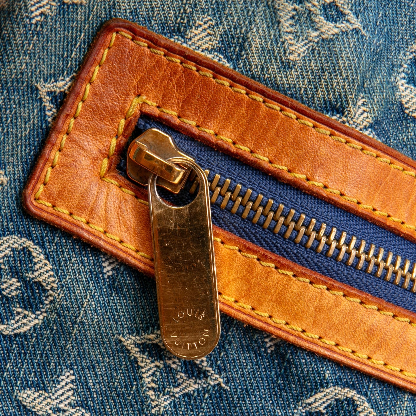 LOUIS VUITTON Vintage Baggy GM Monogram Denim- Blue