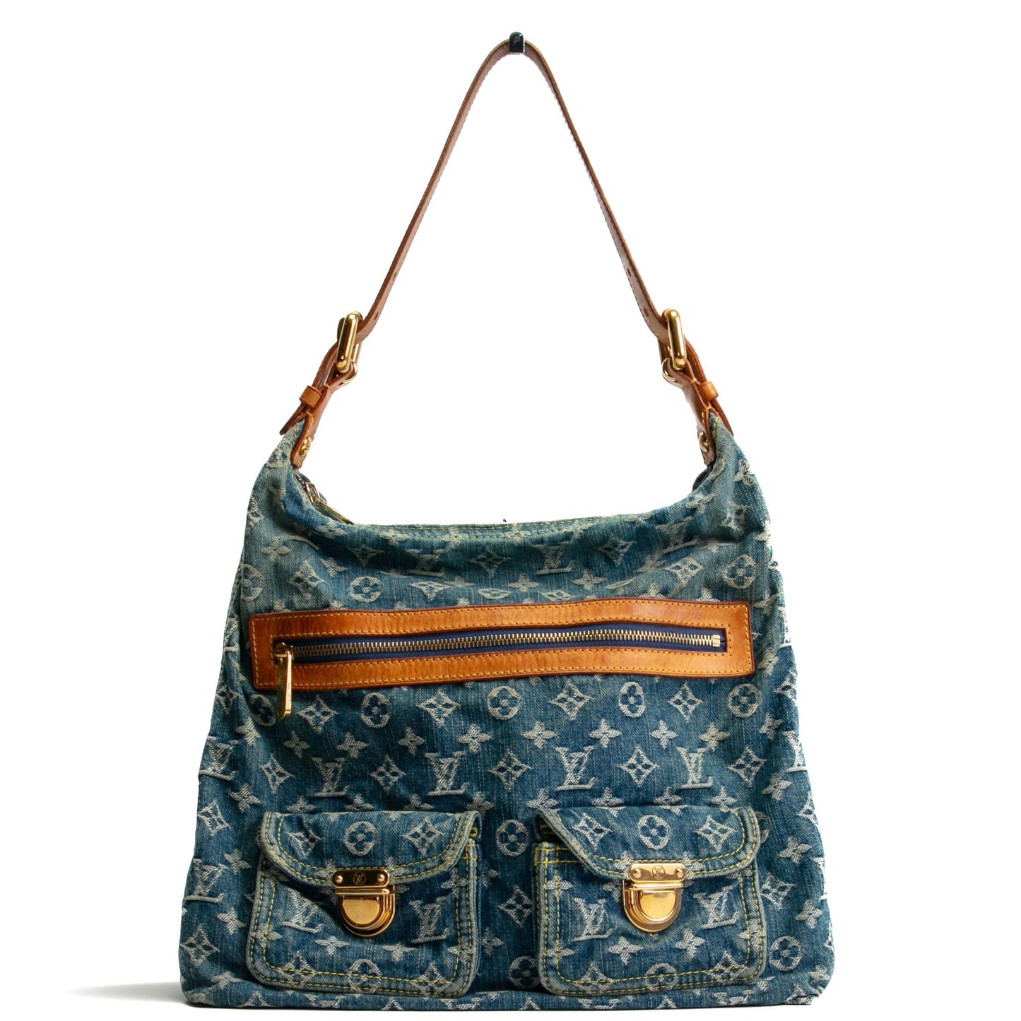 LOUIS VUITTON Vintage Baggy GM Monogram Denim- Blue