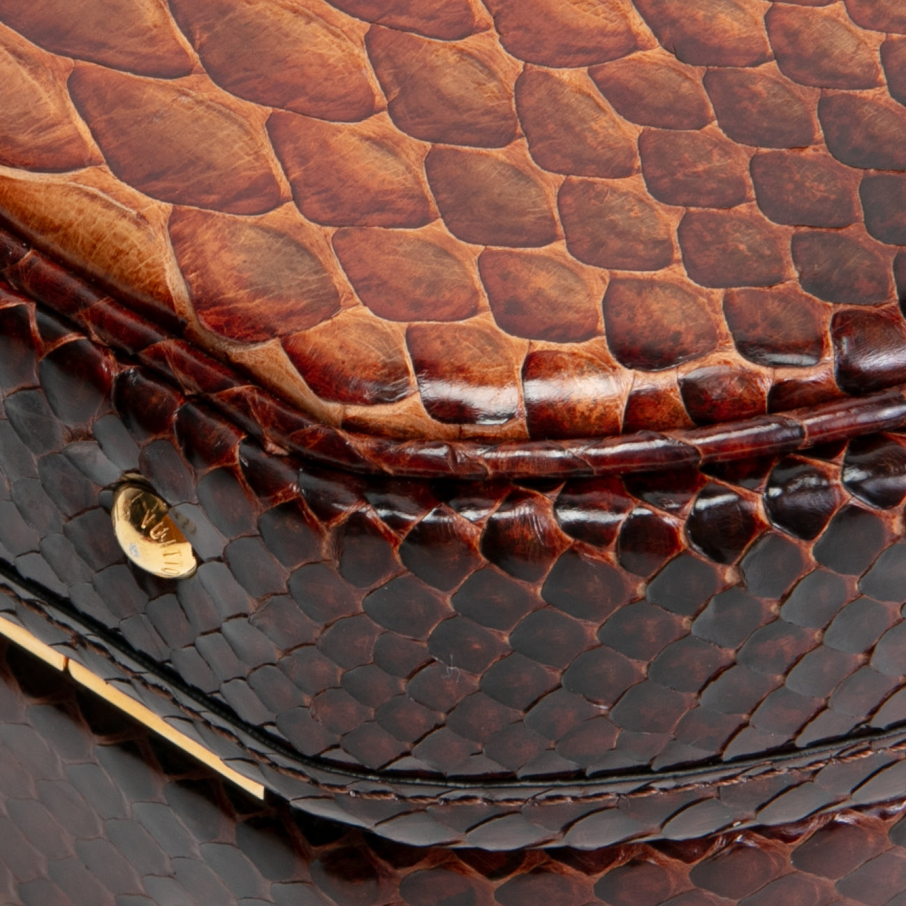 LOUIS VUITTON Python Petite Boite Chapeau - Brown
