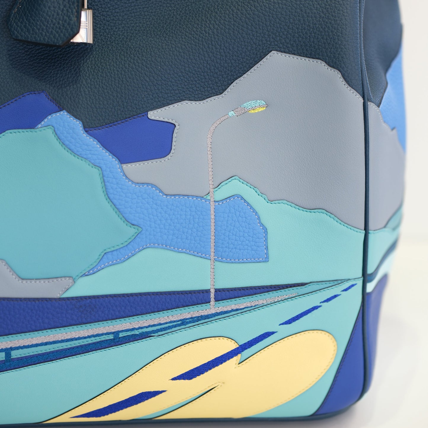 Hermes Birkin HAC 50 Bleu de Prusse Togo, Swift, and Clemence Endless Road with Palladium Hardware